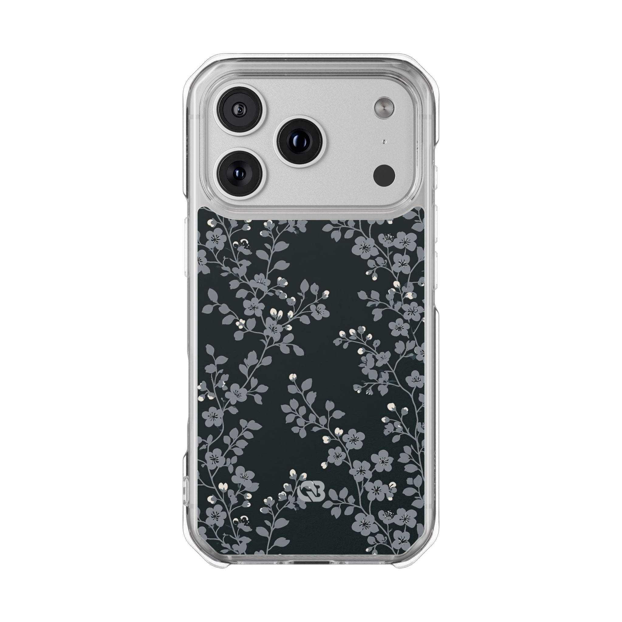 Black Impact MagSafe Phone Case for iPhone - Midnight Slate Blossom
