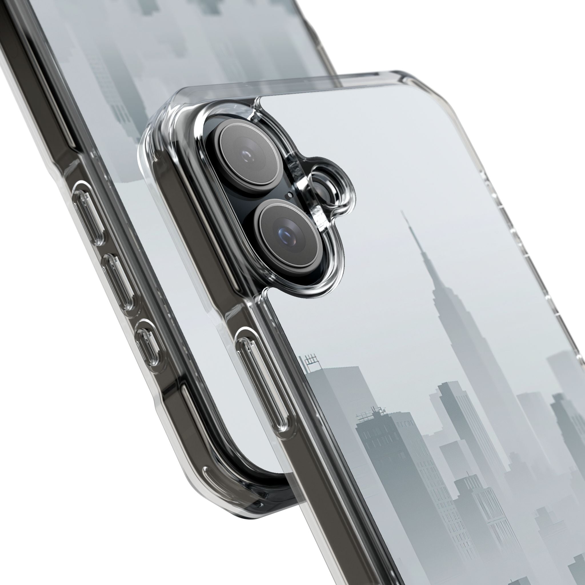Grey Impact MagSafe Phone Case for iPhone - Steel Mist Skyline