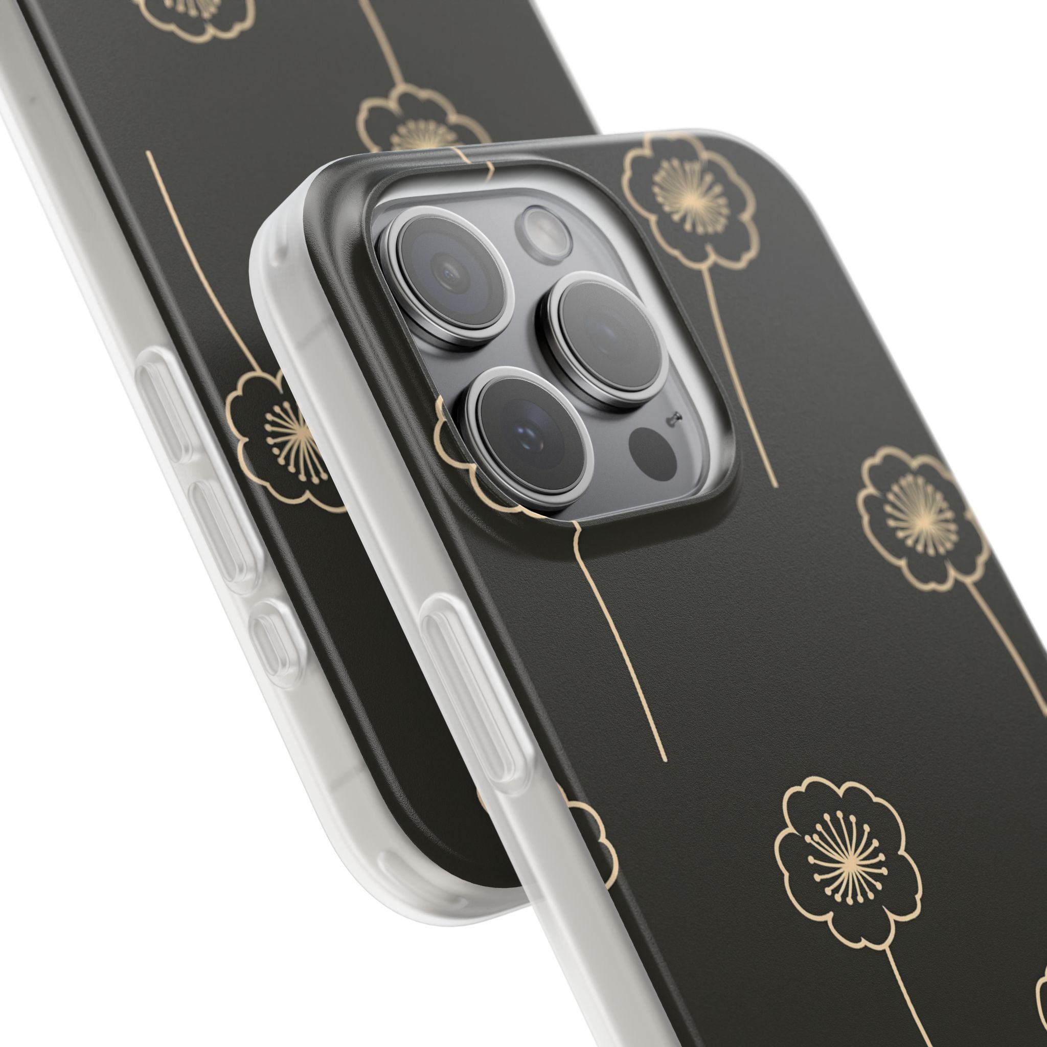 Black Lite Phone Case for iPhone - Obsidian Sand Petals