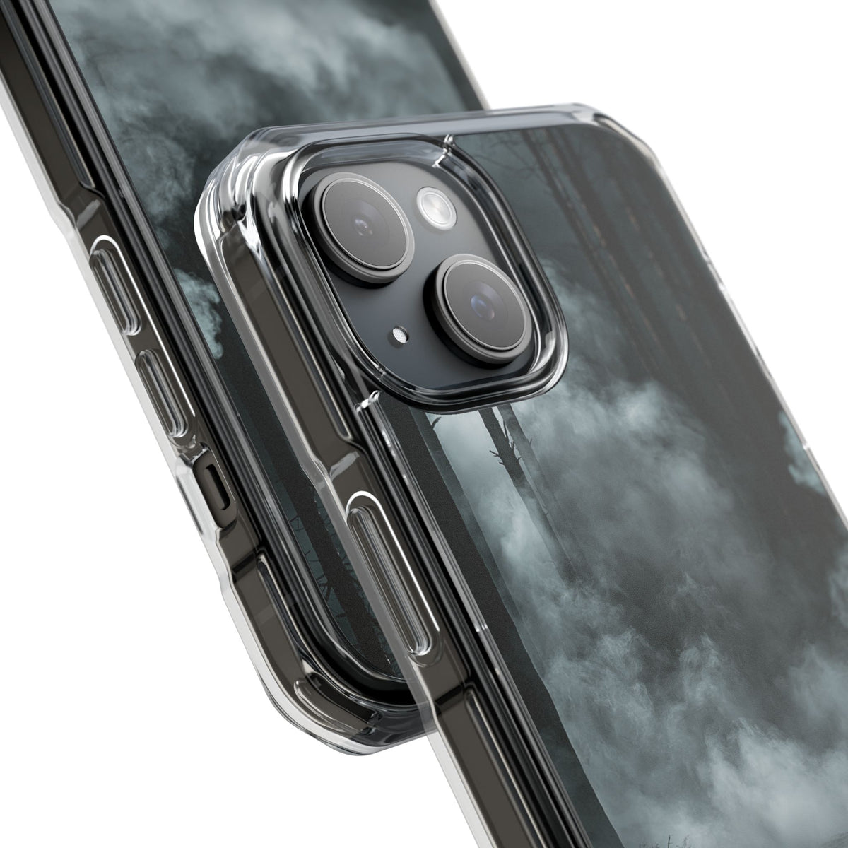 Shadowed Pine Mist · Clear Impact Magnetic Phone Case for iPhone · Black