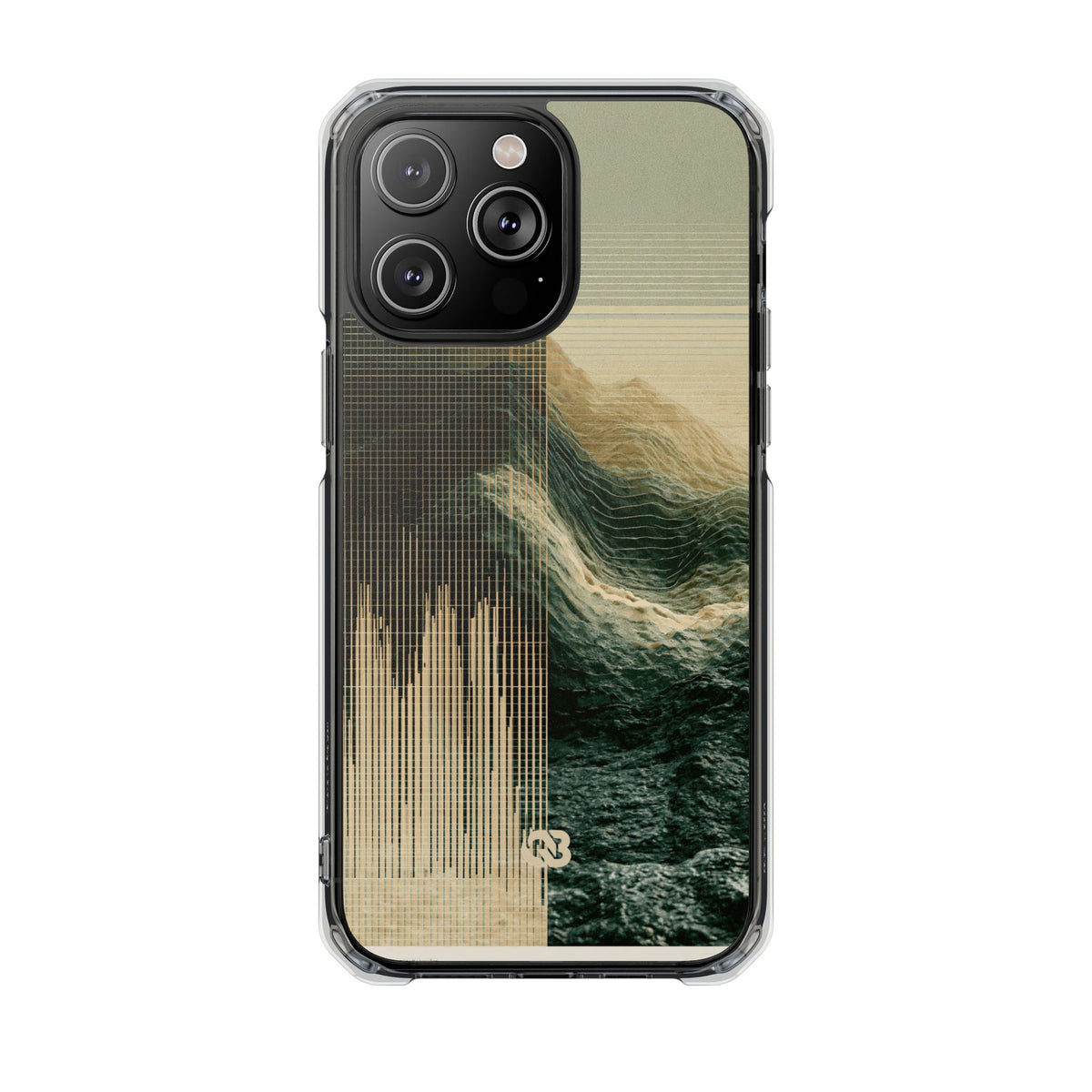 Beige Impact MagSafe Phone Case for iPhone - Veridian Data Ridge