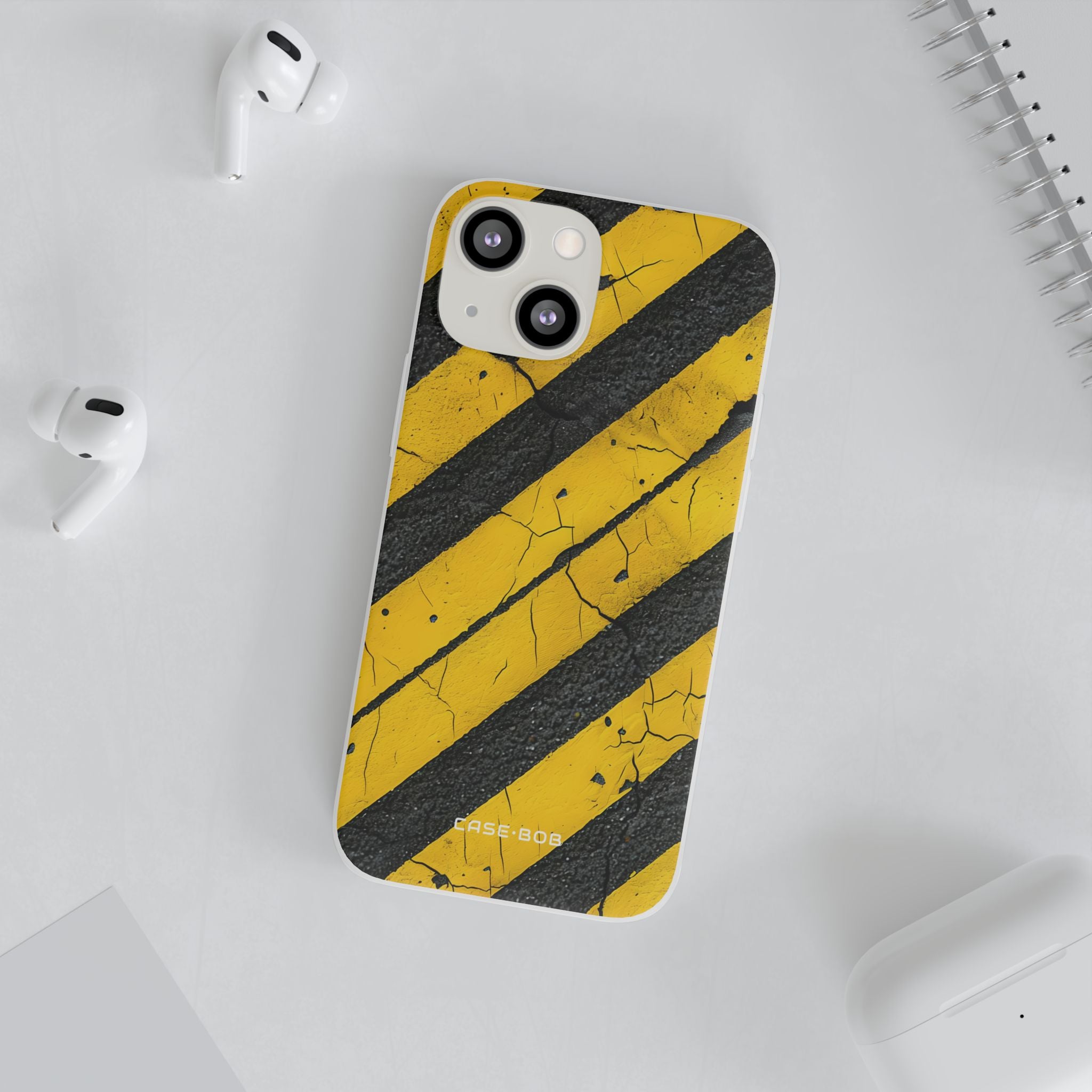 Yellow Stripe Distress iPhone 13 mini Case - Soft