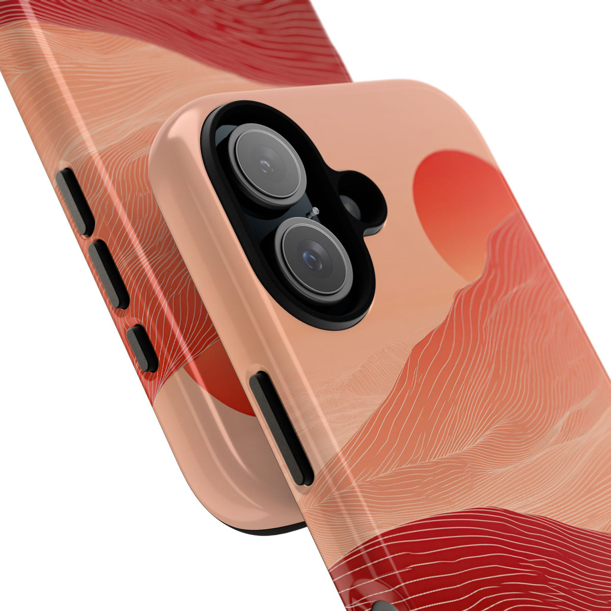 Red Tough Phone Case for iPhone - Crimson Ridge Lines