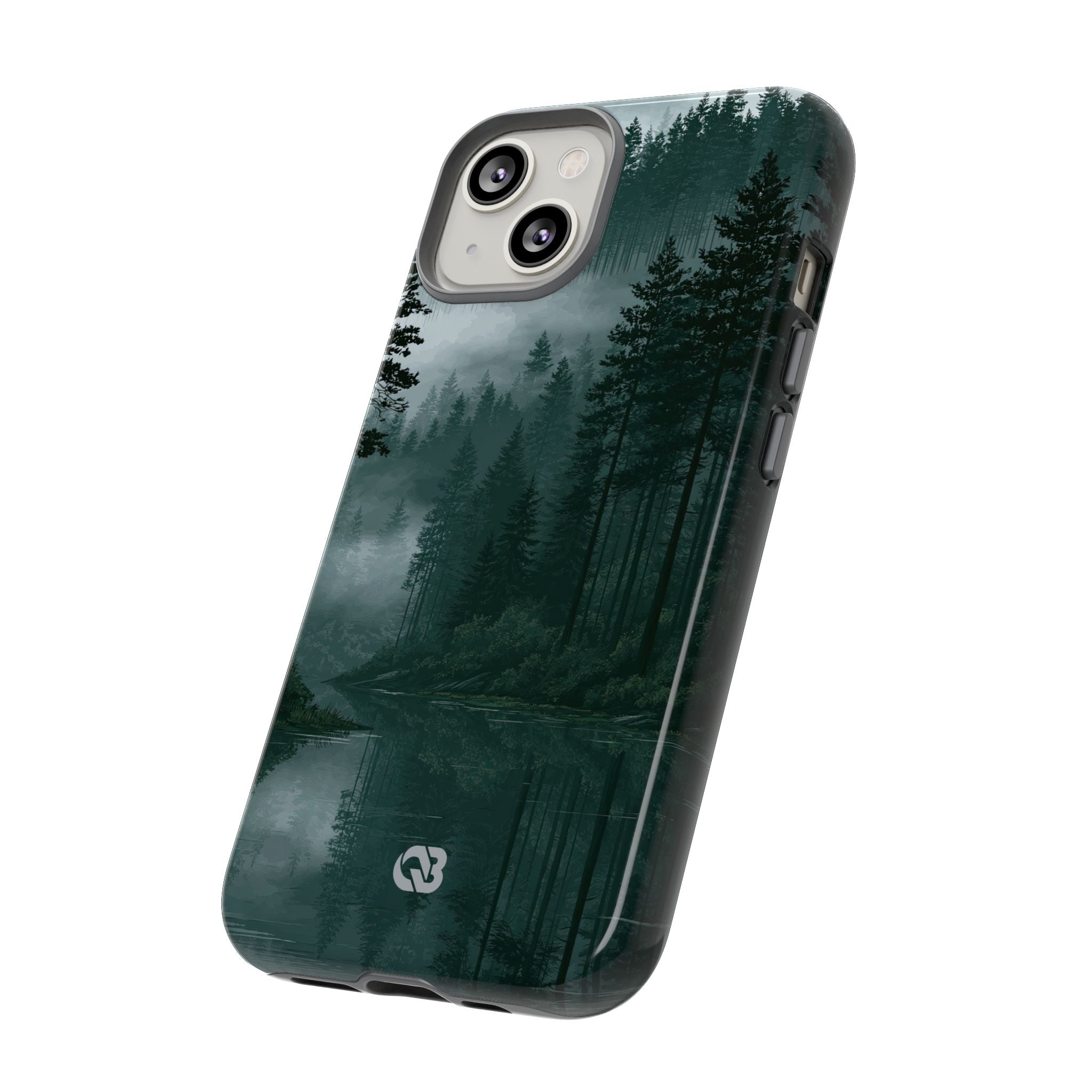 Green Tough Phone Case for iPhone - Misty Evergreen Mirror