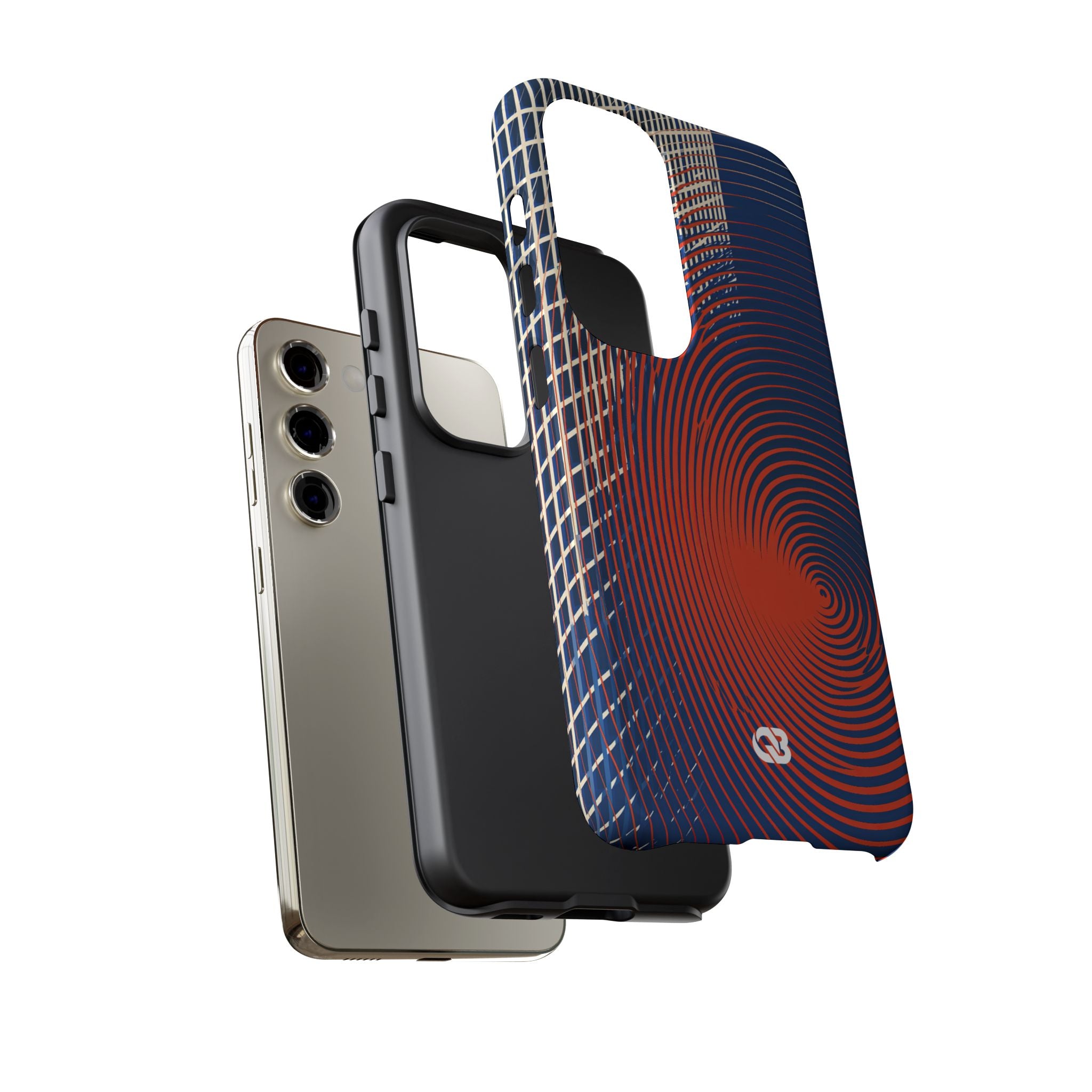 Blue Tough Phone Case for Samsung - Orange Orbit Grid
