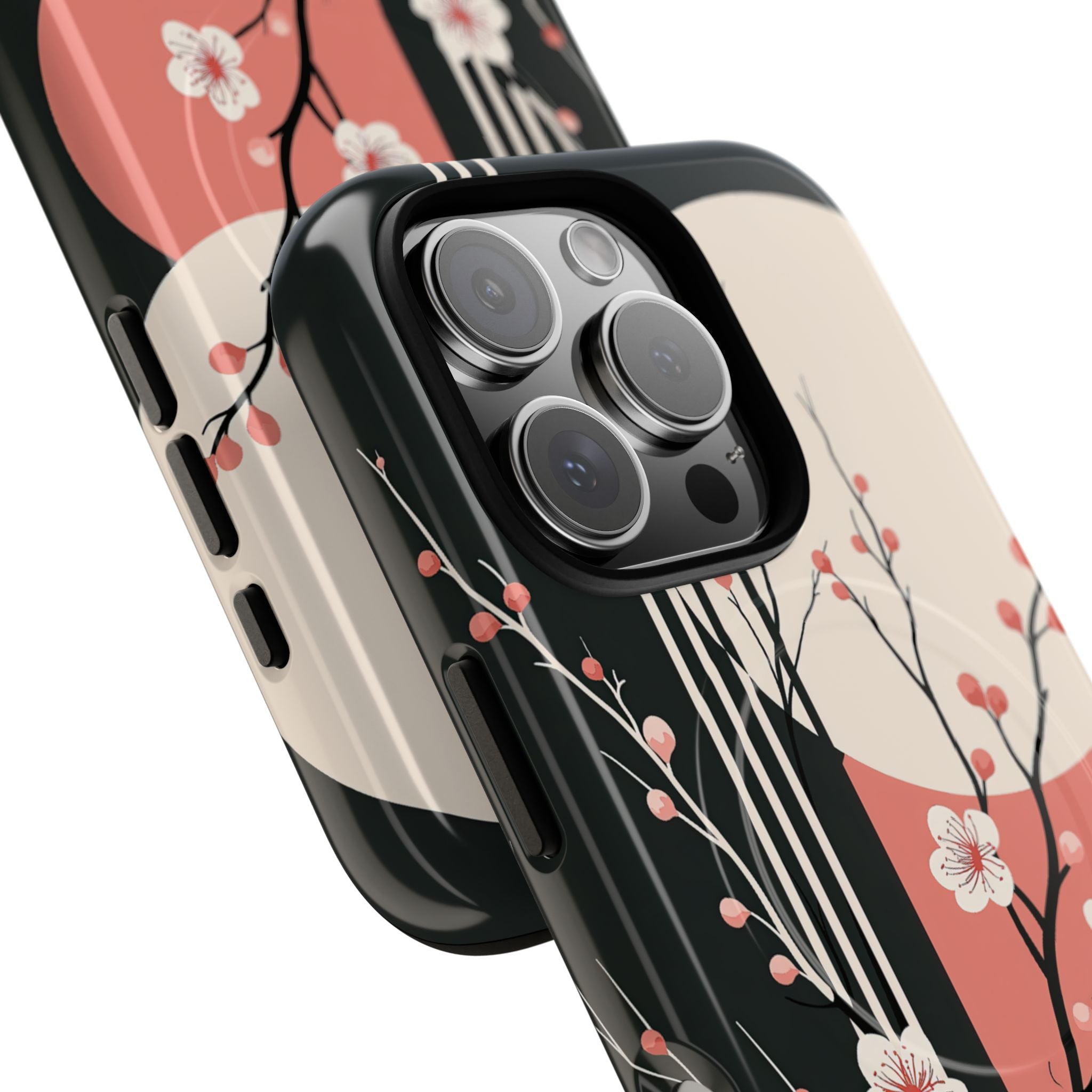 Black Tough 2.0 Magsafe Phone Case for iPhone - Kyoto Midnight Blossom