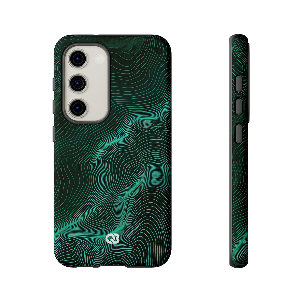 Teal Tough Phone Case for Samsung - Neon Jade Contour