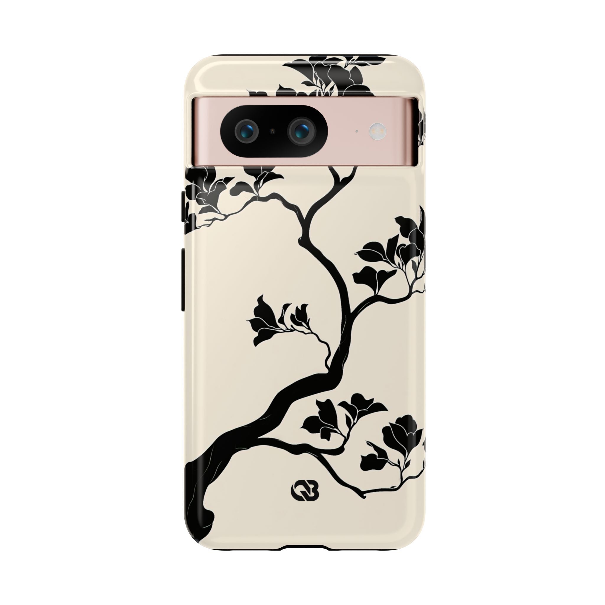Beige Tough Phone Case for Google Pixel - Obsidian Bonsai Silhouette