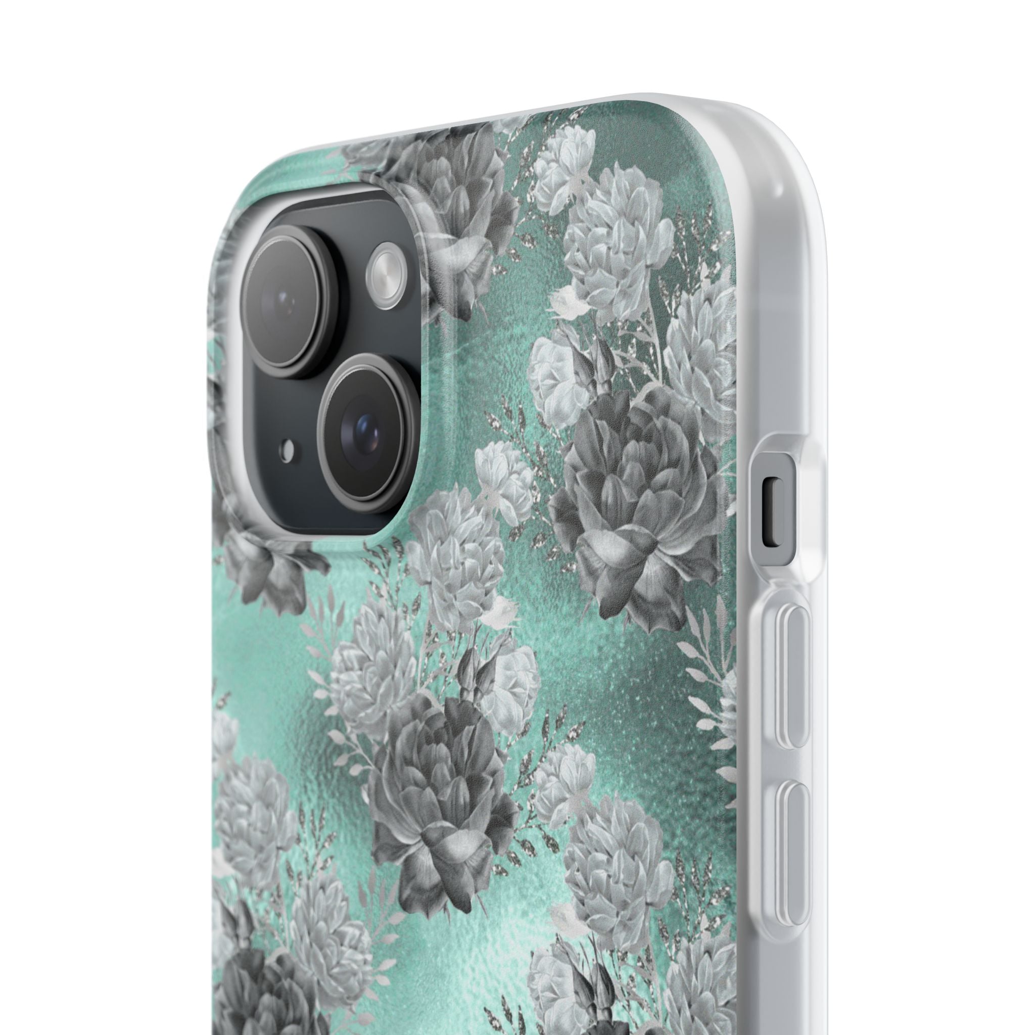 Frost Mint Floral · Soft Handyhülle für iPhone