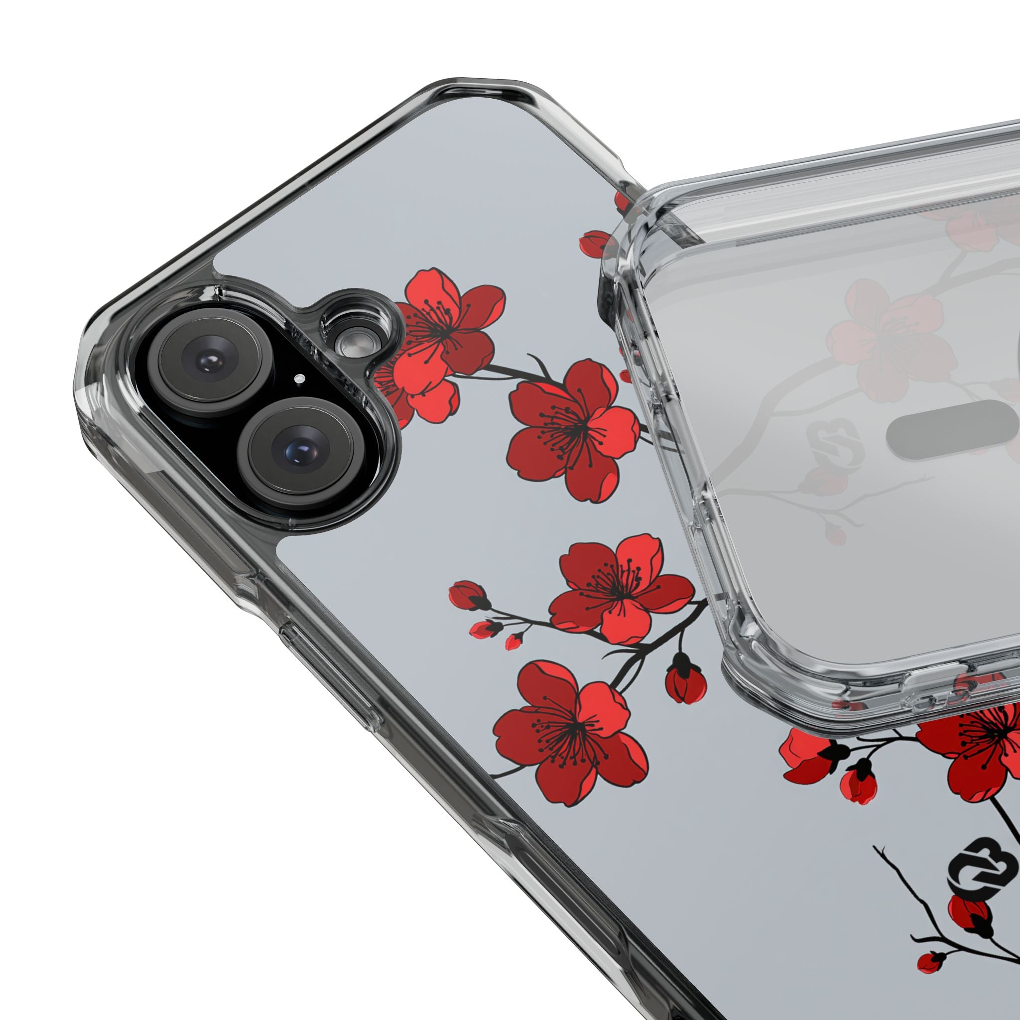 Grey Impact MagSafe Phone Case for iPhone - Crimson Blossom Onyx