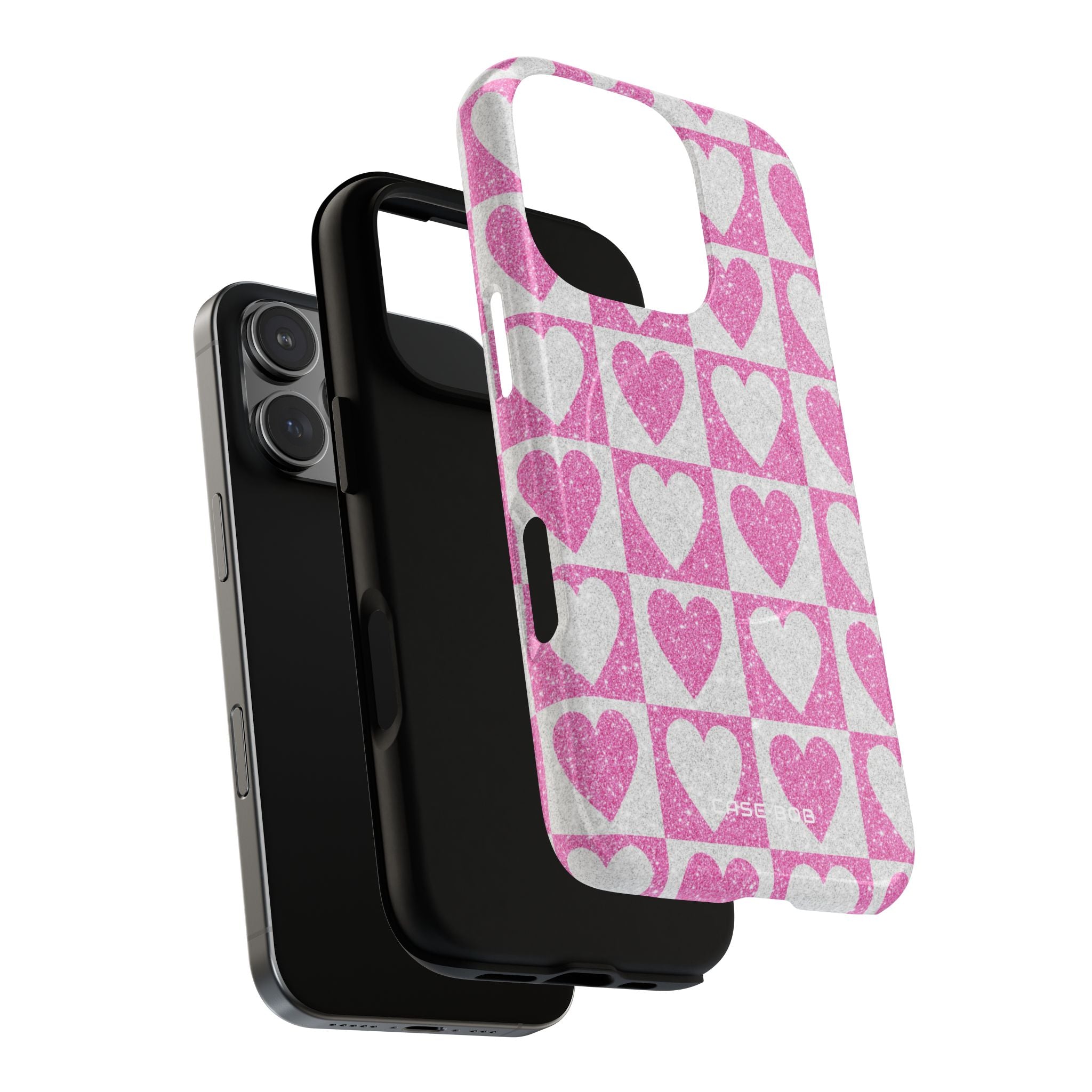 Glitter Hart Raster iPhone 16 Pro Case - Tough+