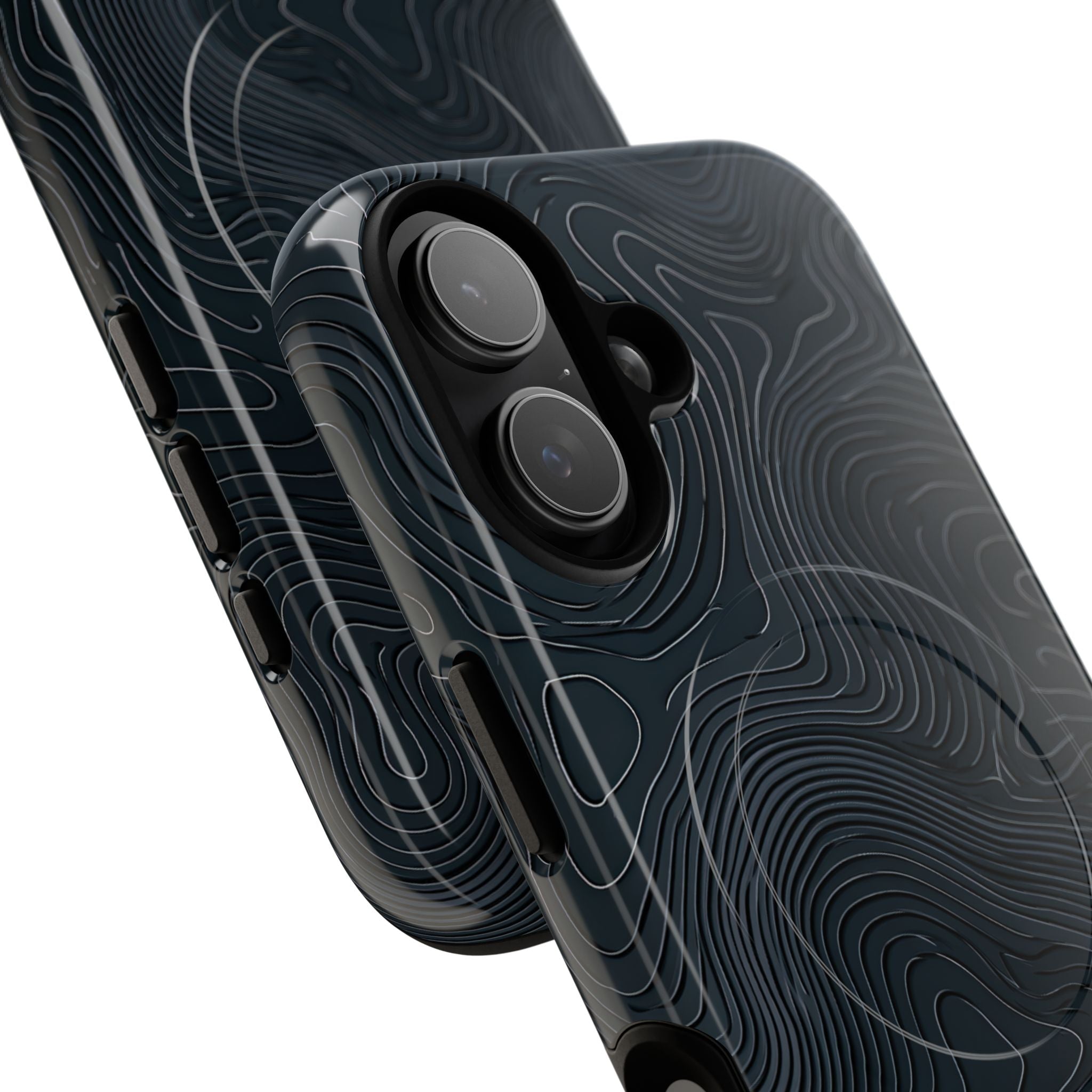 Black Tough 2.0 Magsafe Phone Case for iPhone - Obsidian Ridge Topo