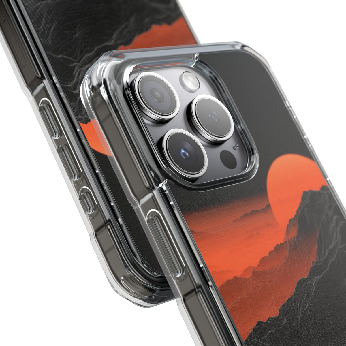 Solar Ridge Mesh · Clear Impact Magnetic Phone Case for iPhone · Black