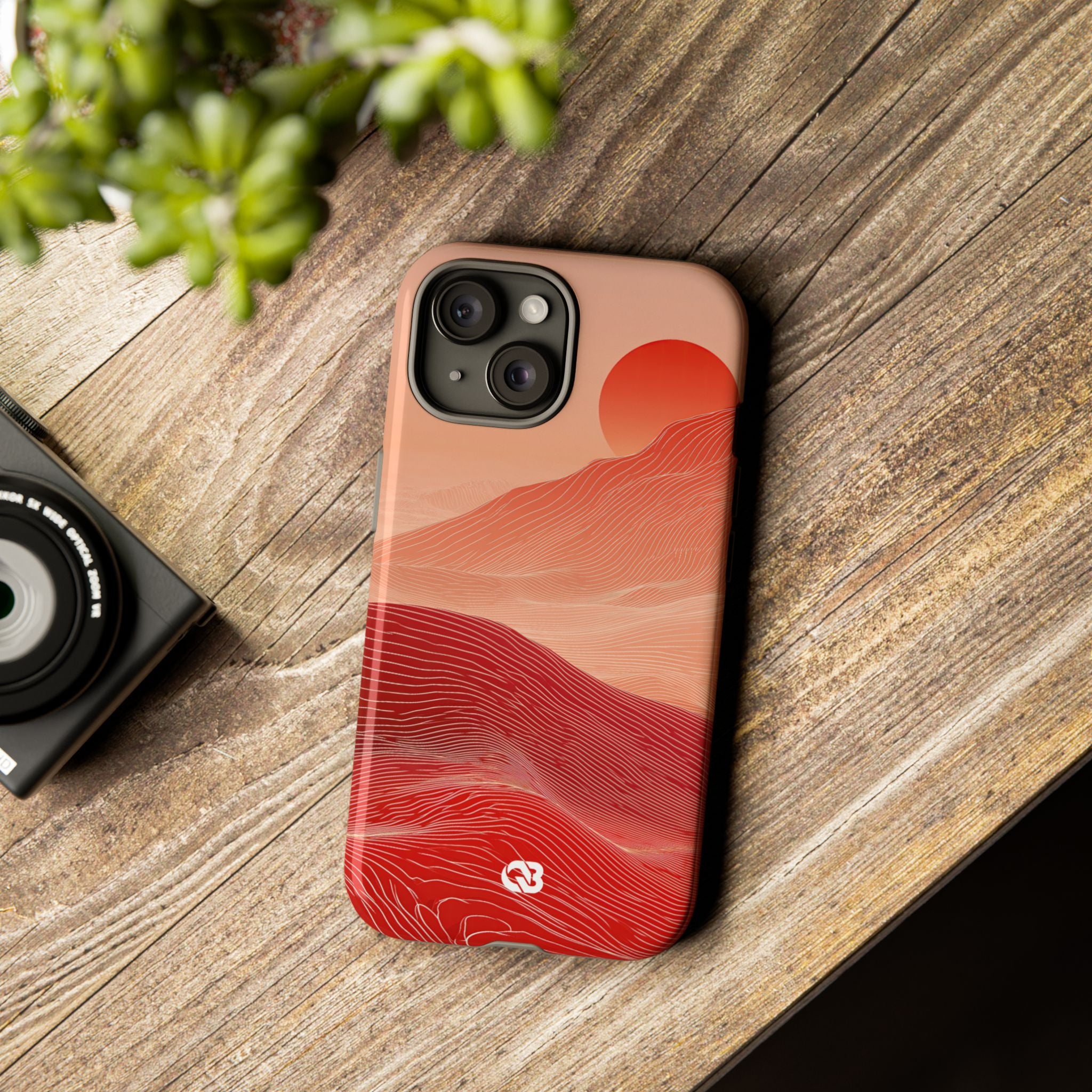 Red Tough Phone Case for iPhone - Crimson Ridge Lines