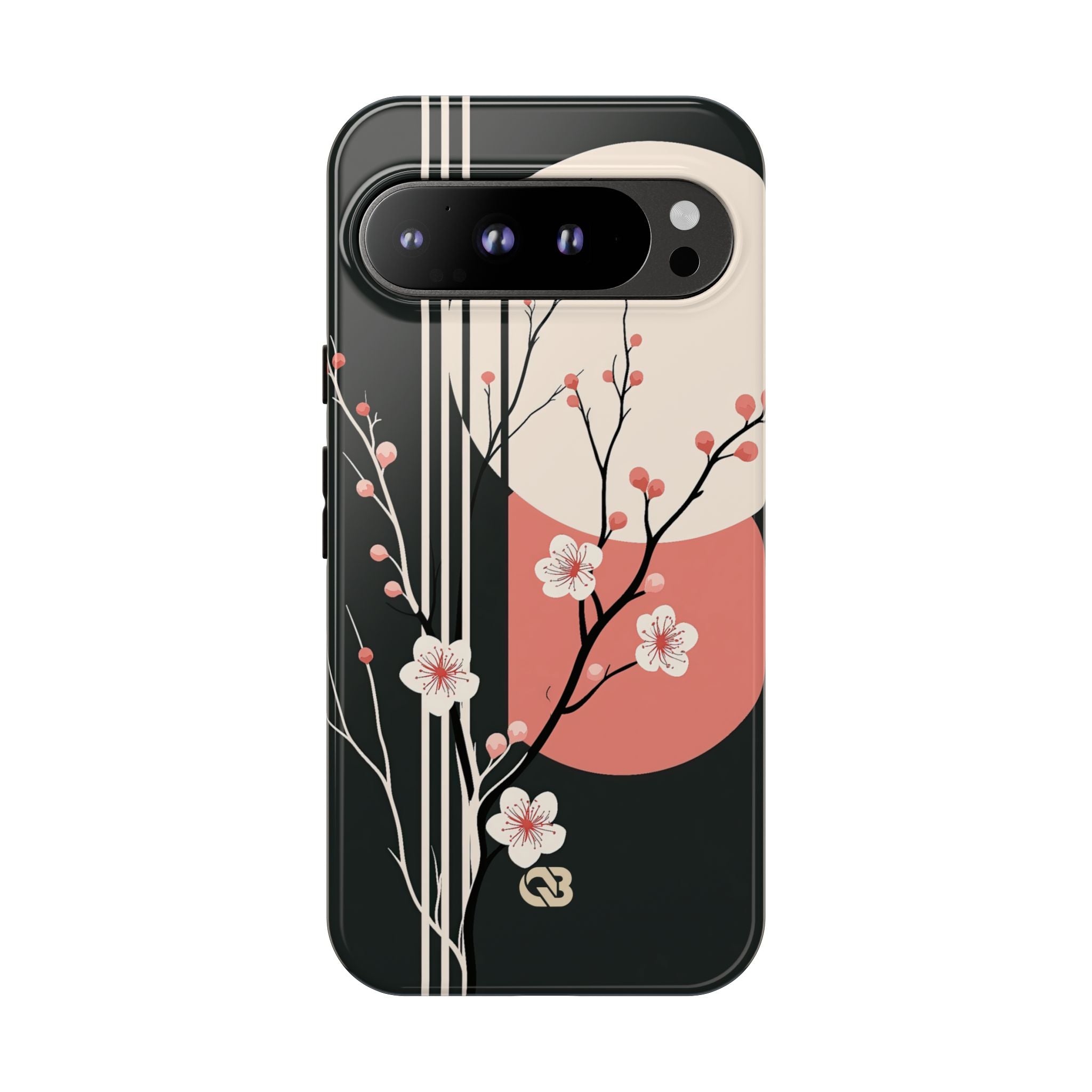 Black Tough Phone Case for Google Pixel - Kyoto Midnight Blossom