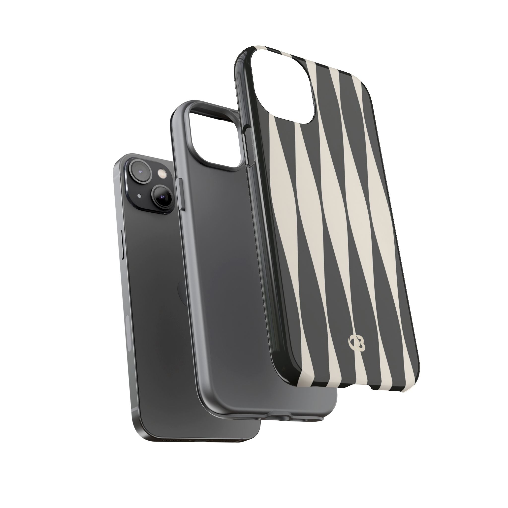 Black Tough Phone Case for iPhone - Ivory Spindle Grid