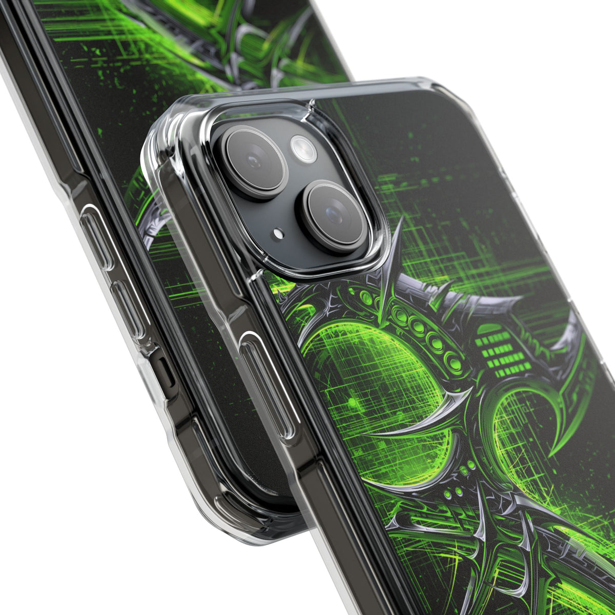 Cyber Sigil Grid · Clear Impact Magnetic Phone Case for iPhone · Green
