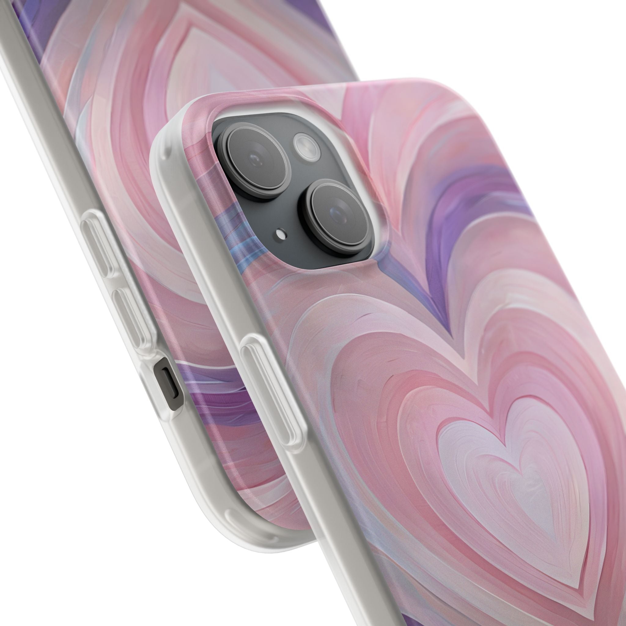 Lavender Pulse Hearts · Soft Mobilskal för iPhone