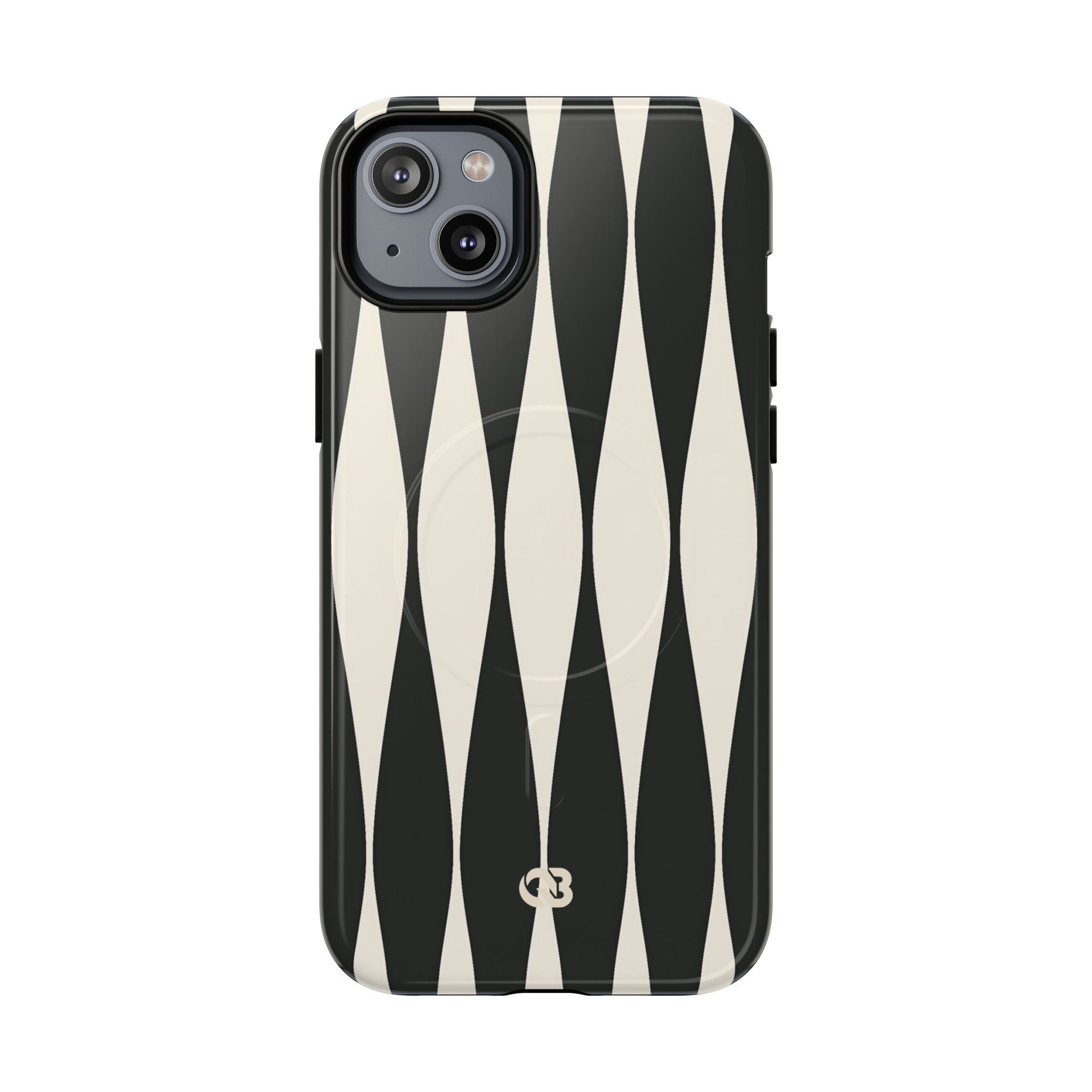 Black Tough 2.0 Magsafe Phone Case for iPhone - Ivory Spindle Grid