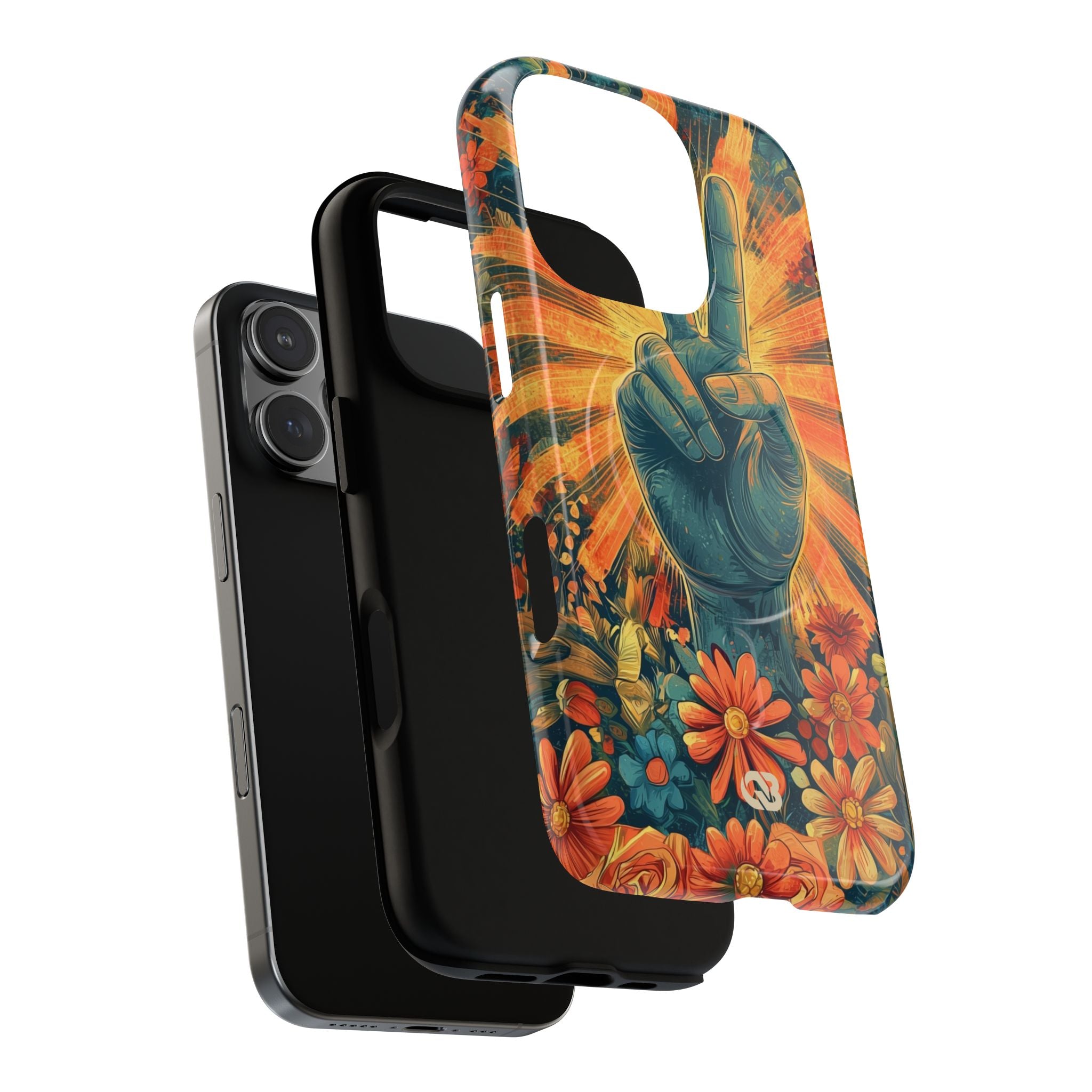 Fleur de paix radieuse · Coque de téléphone Tough+ pour iPhone · Magsafe