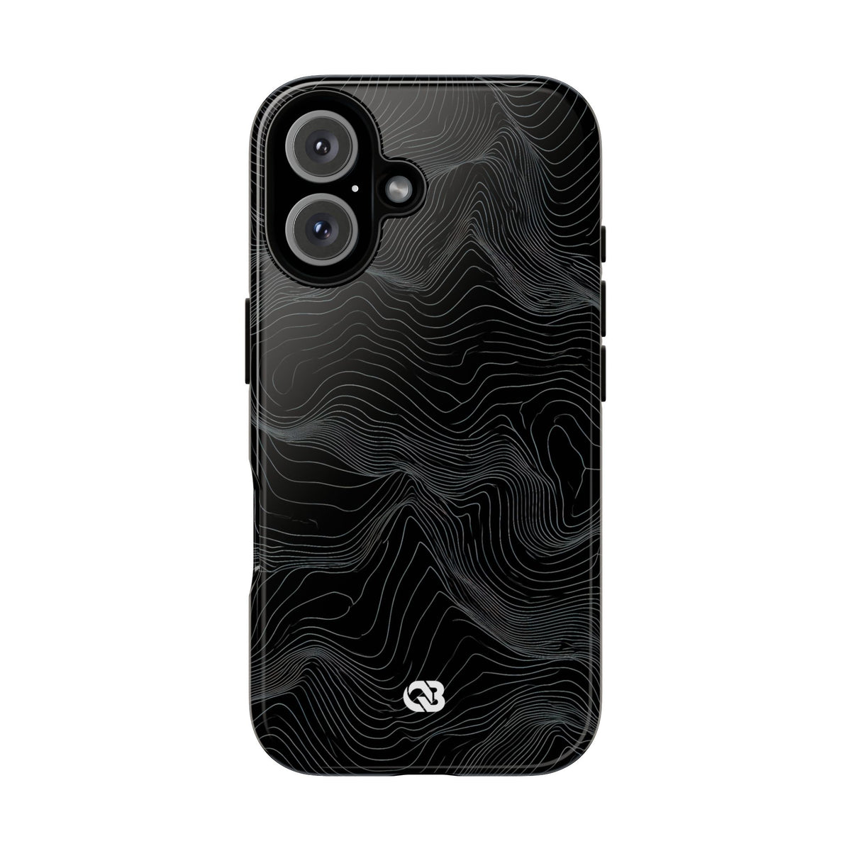 Black Tough Phone Case for iPhone - Obsidian Topo Wireframe