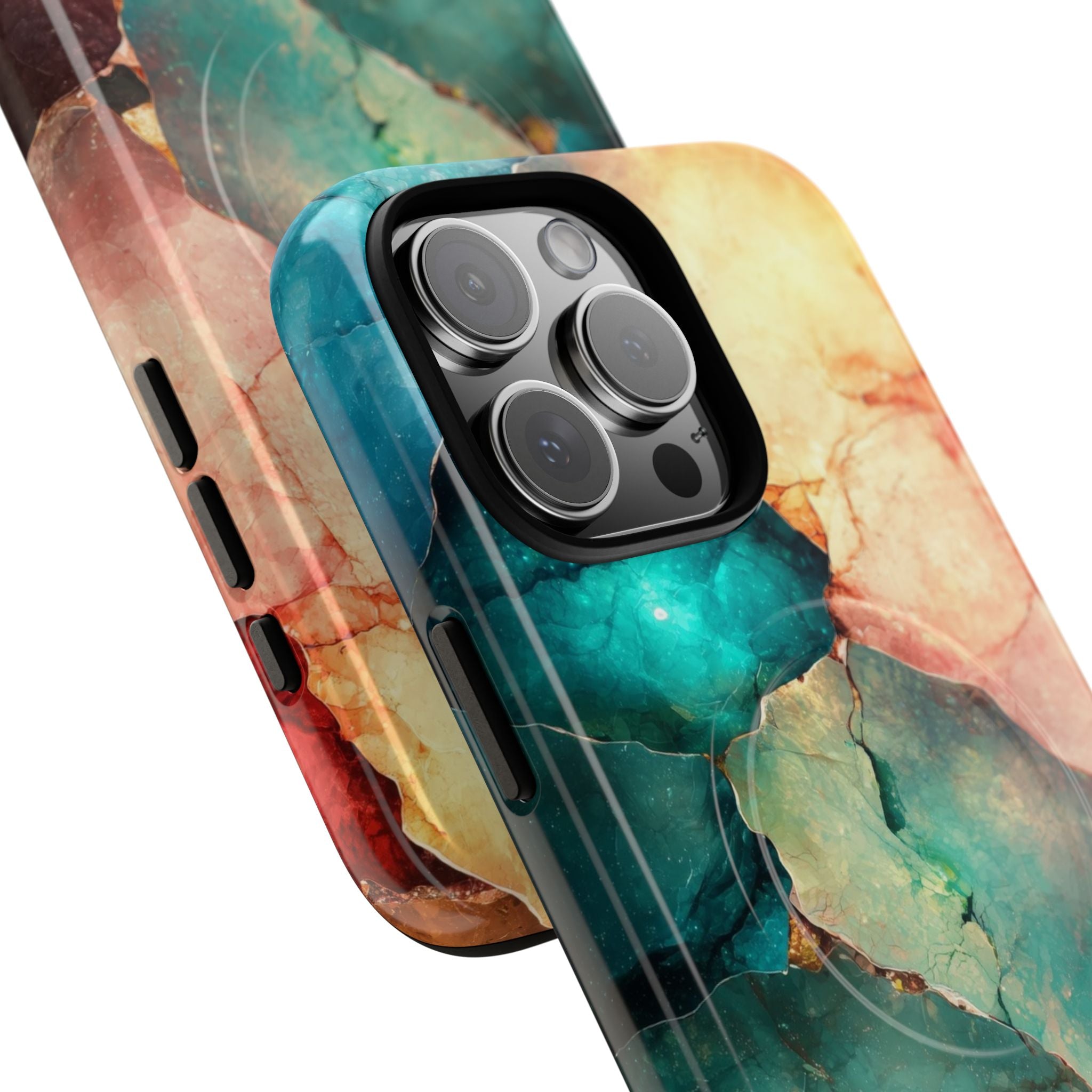 Teal Mosaic Veins iPhone 16 Pro Max Skal - Tough+