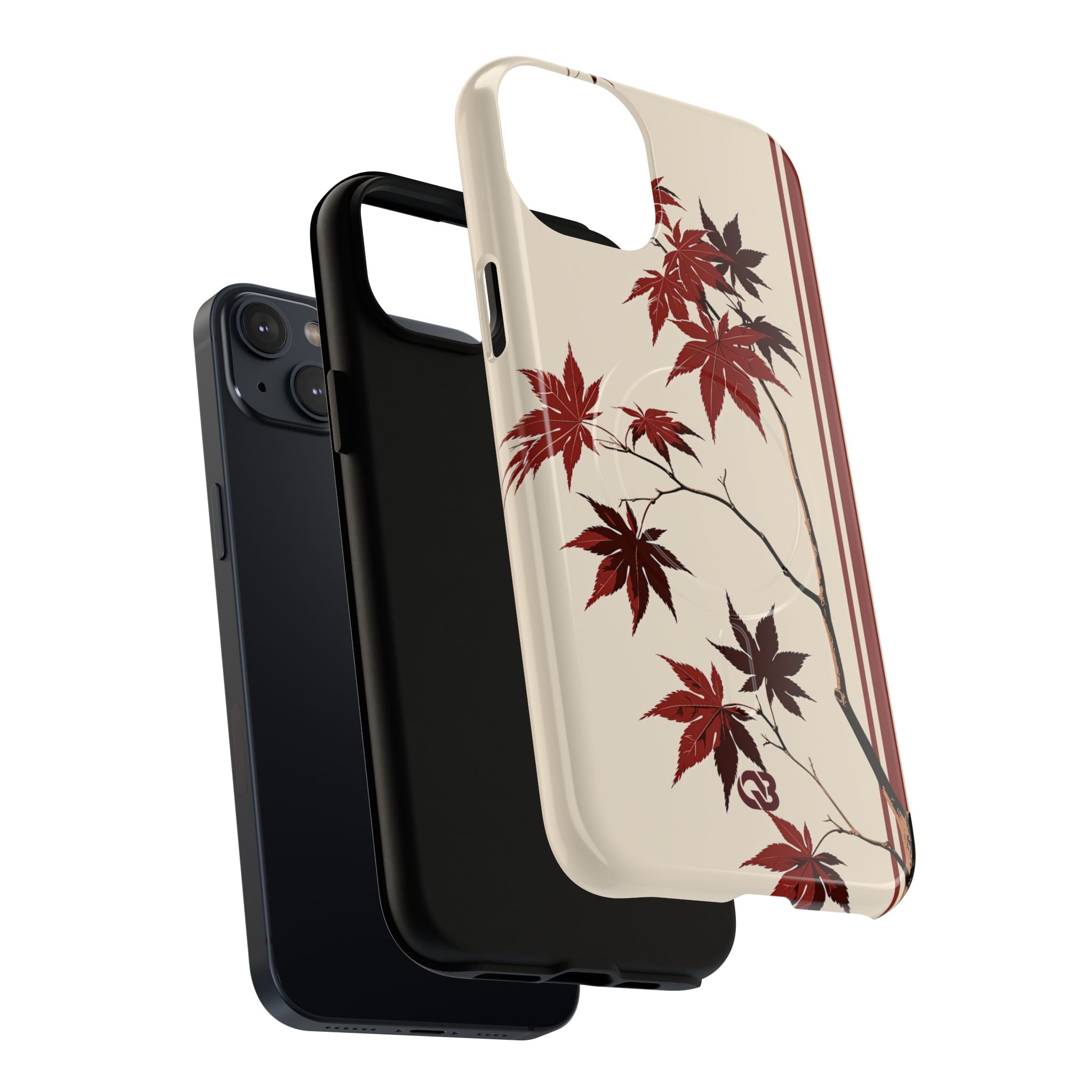 Red Tough 2.0 Magsafe Phone Case for iPhone - Crimson Momiji Stripe