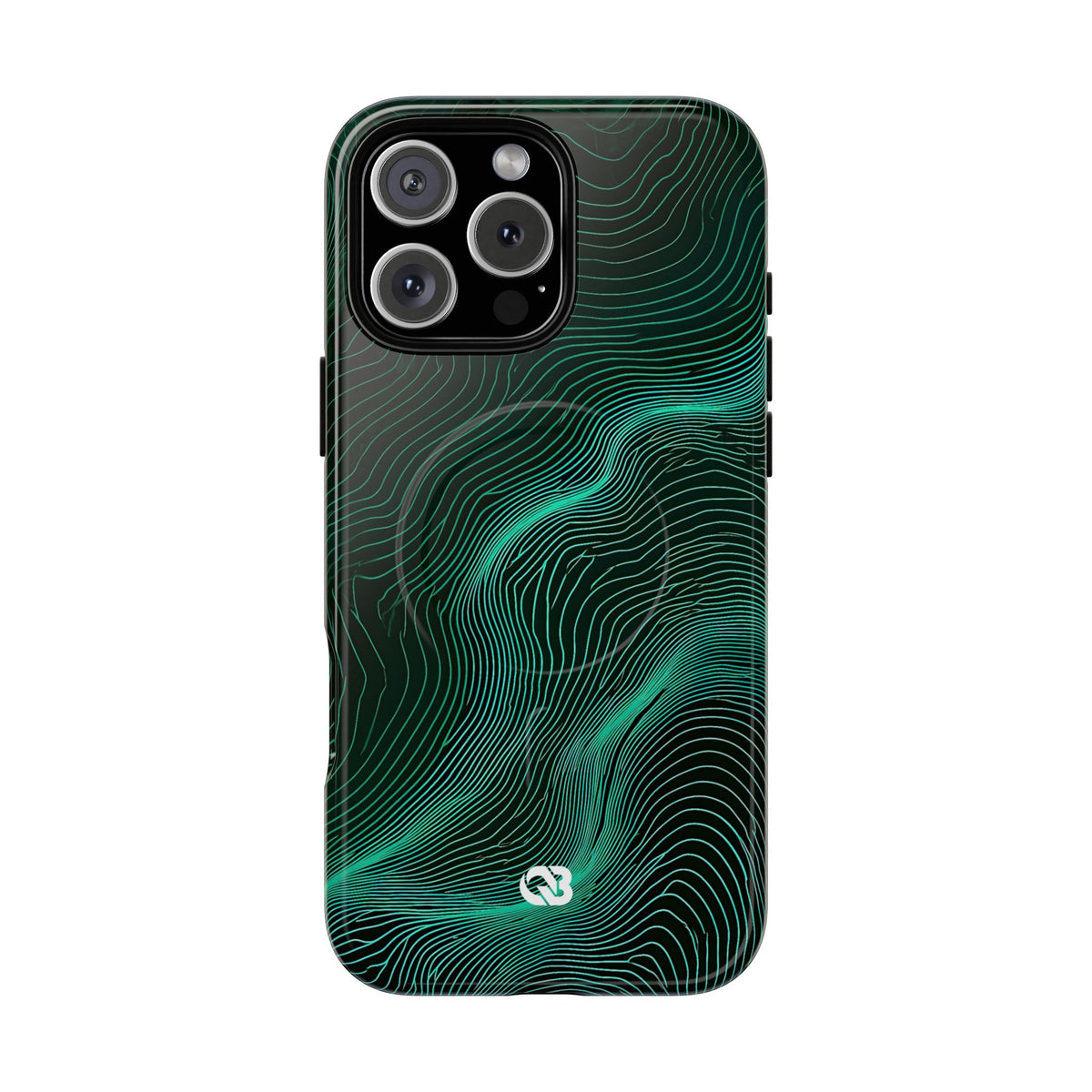 Teal Tough 2.0 Magsafe Phone Case for iPhone - Neon Jade Contour