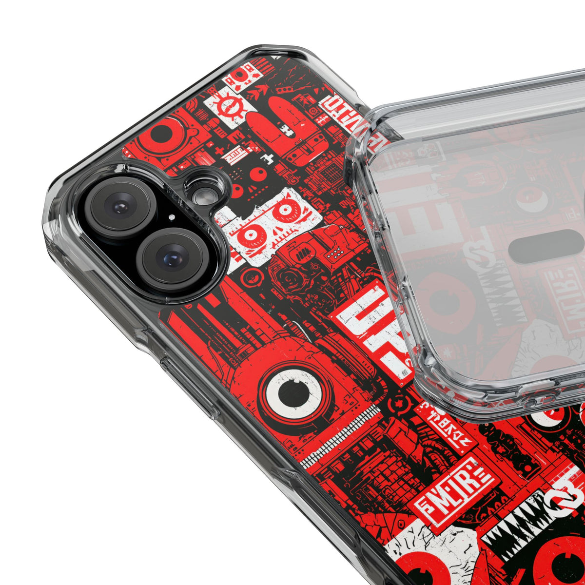 Neo Mecha Collage · Clear Impact Magnetic Phone Case for iPhone · Red