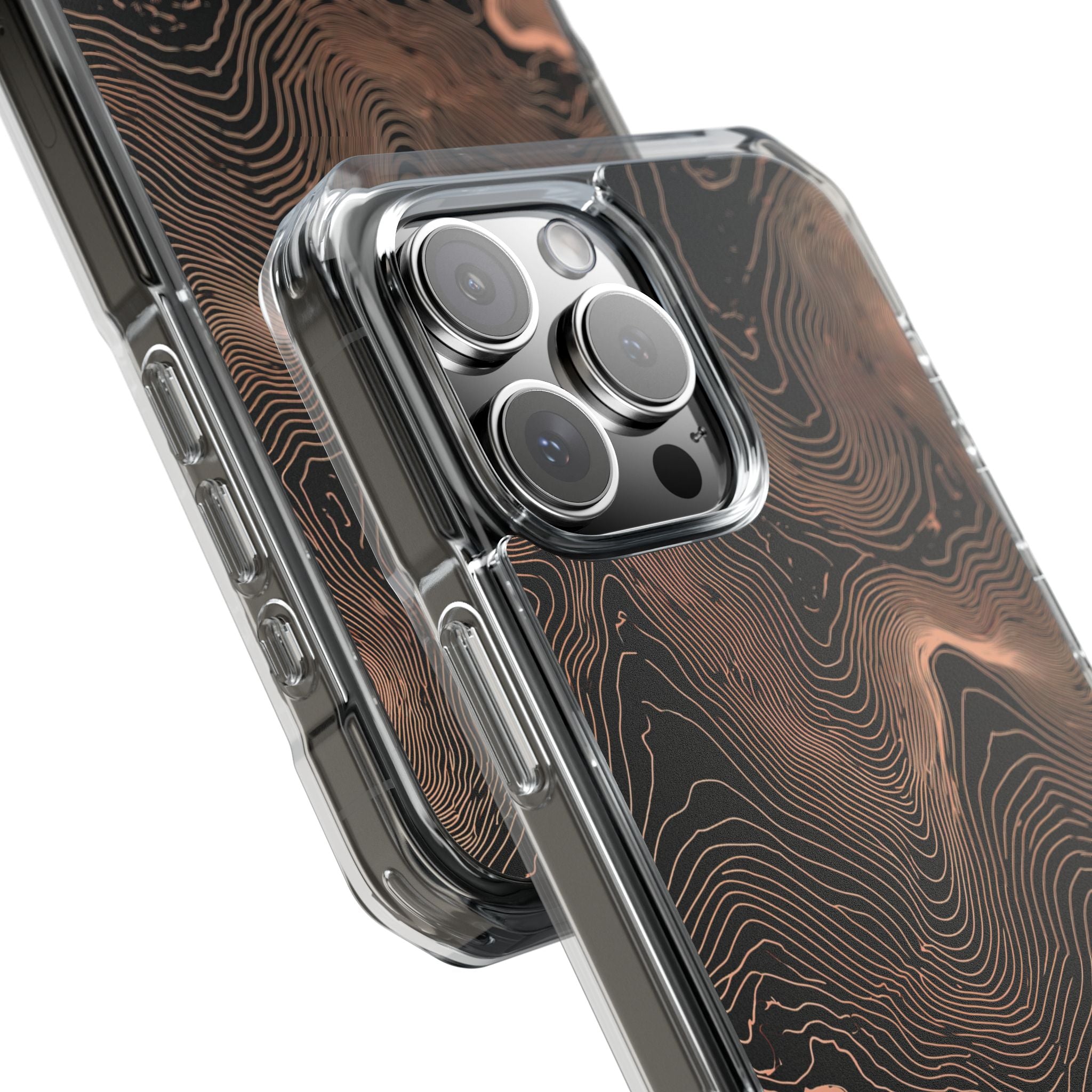 Orange Impact MagSafe Phone Case for iPhone - Salmon Ridge Topo