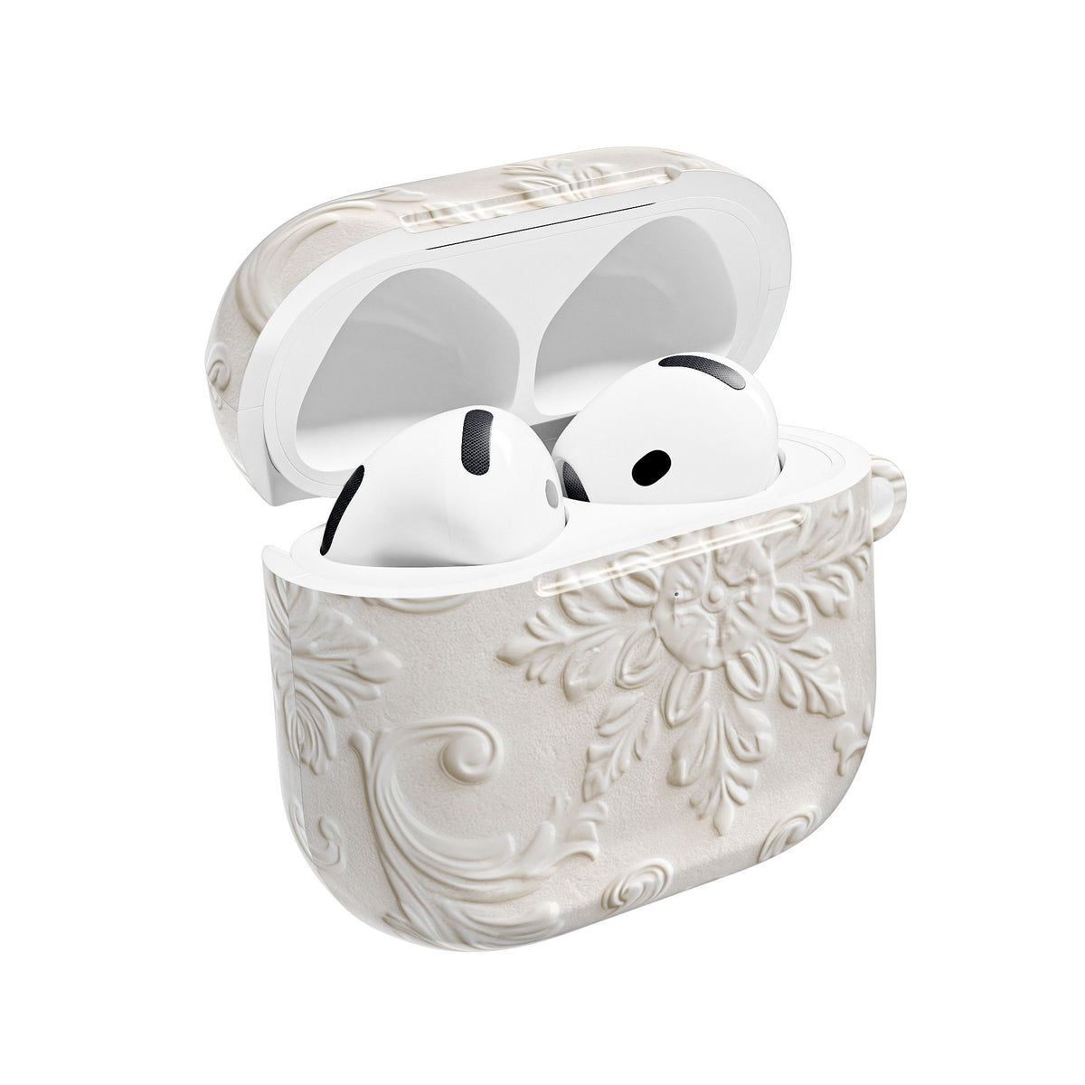 Ivory Baroque Relief · Hard Case for AirPods & AirPods Pro · White