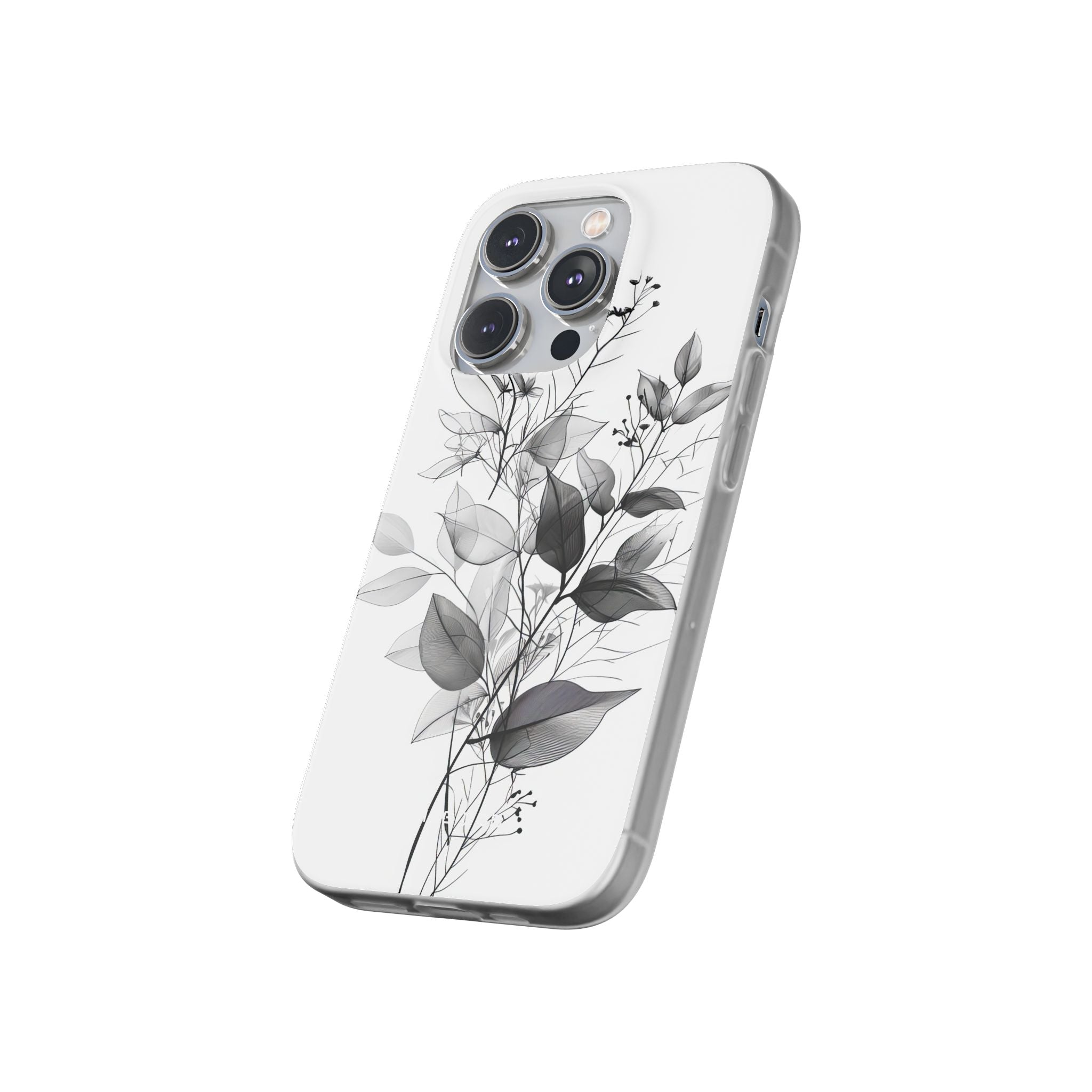 Veined Leaves Gray iPhone 14 Pro Case - Soft