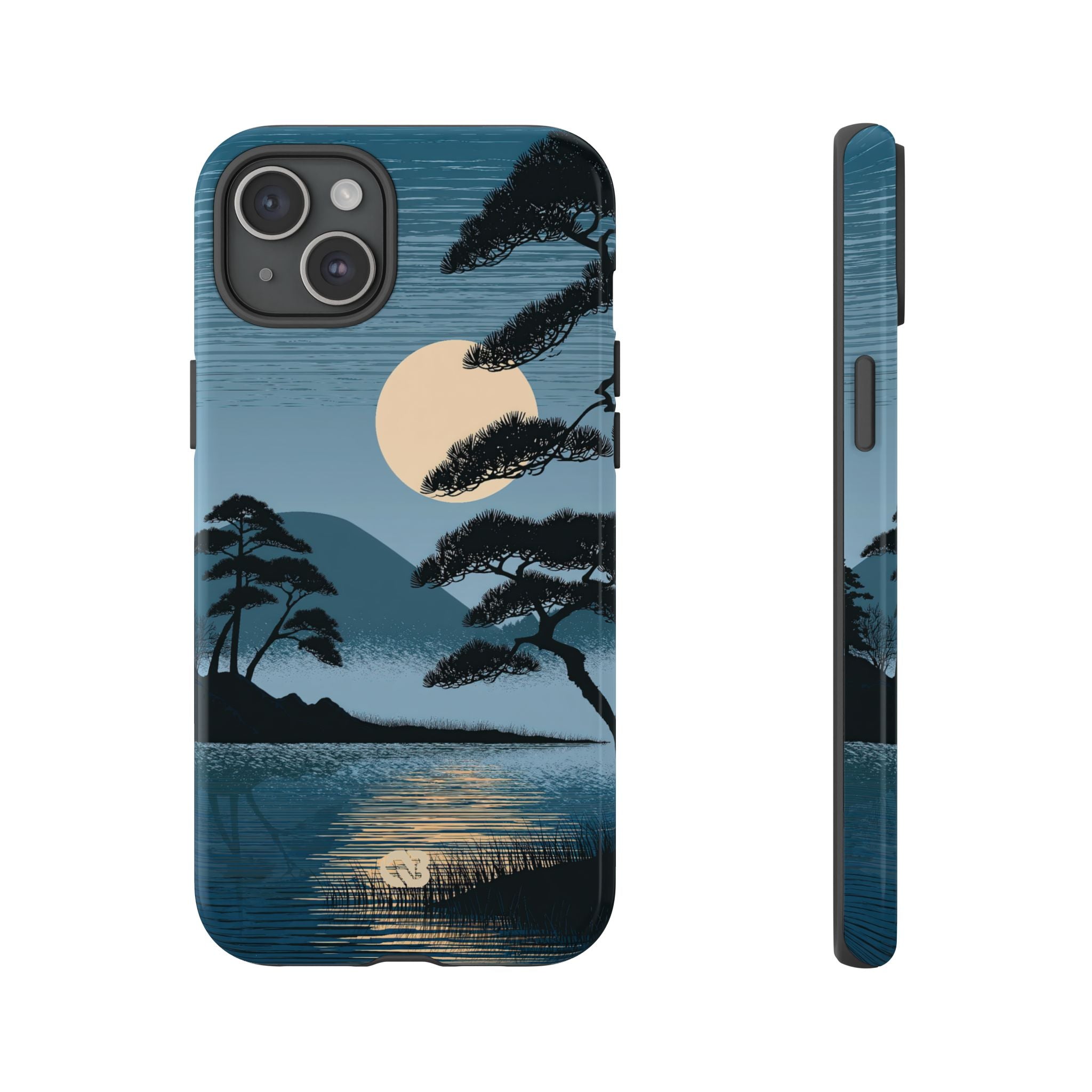 Blue Tough Phone Case for iPhone - Midnight Kyoto Pine