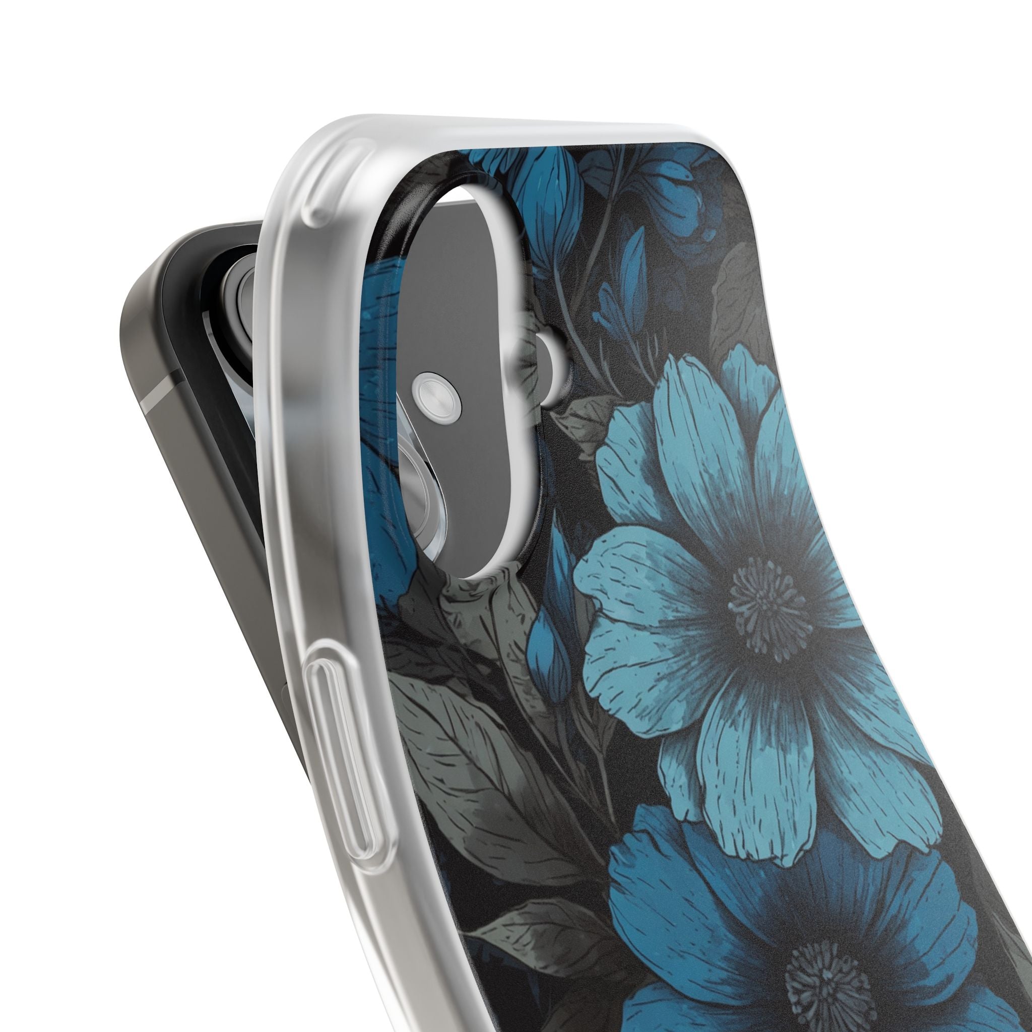 Obsidian Blue Petals · Soft Phone Case for iPhone