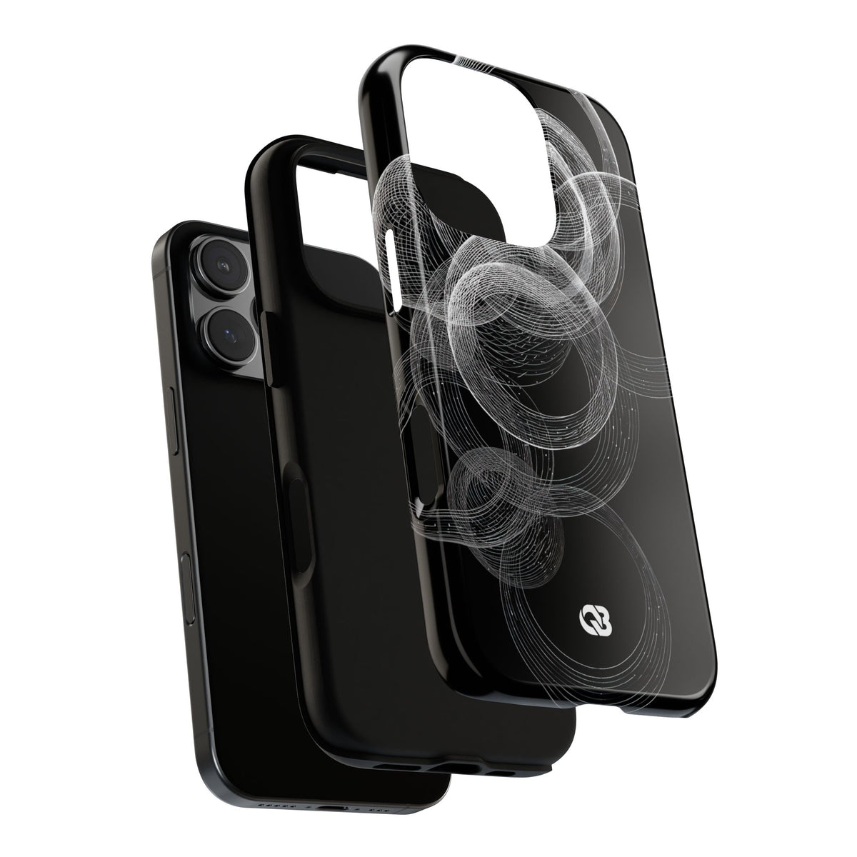 Black Tough Phone Case for iPhone - Kinetic Wireframe Orbit
