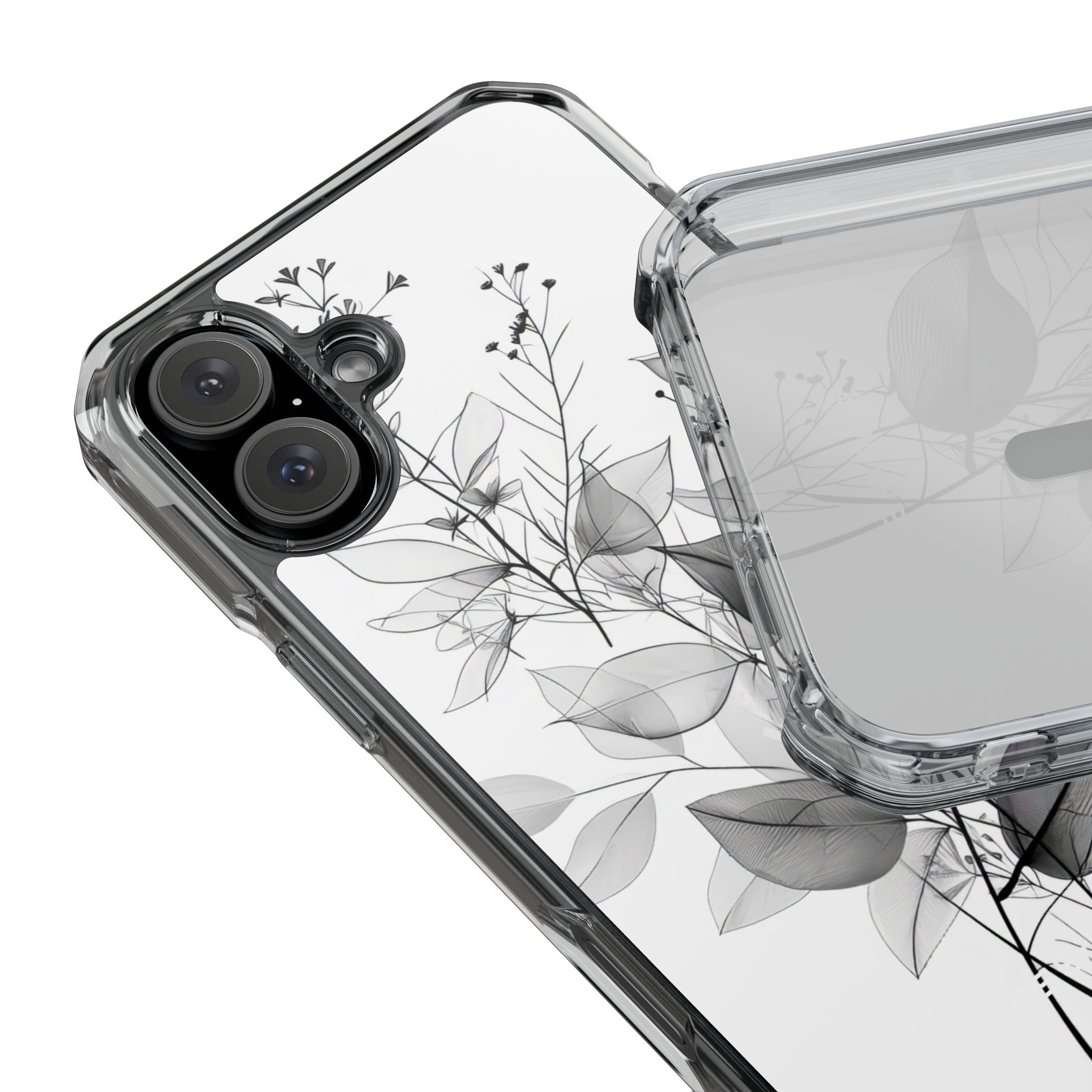 Veined Leaves Gray iPhone 16 Plus Case - Impact