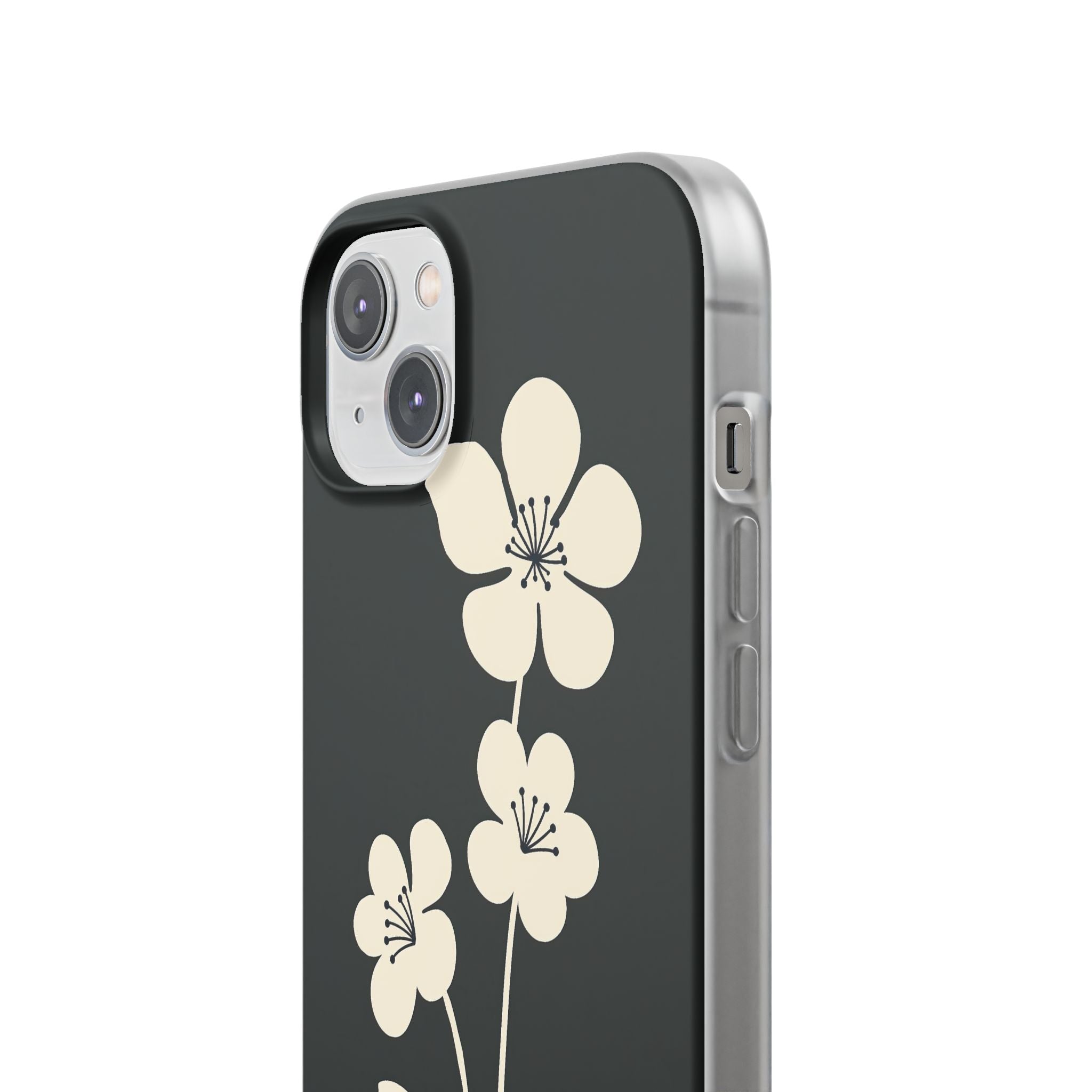 Black Lite Phone Case for iPhone - Obsidian Cream Bloom