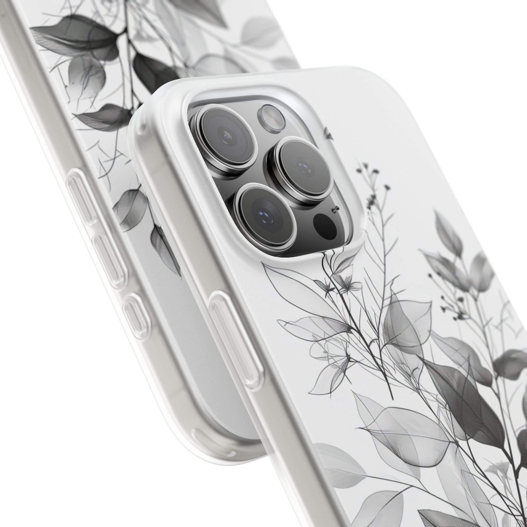 Gefleckte Blätter Grau iPhone 16 Pro Max Case - Soft