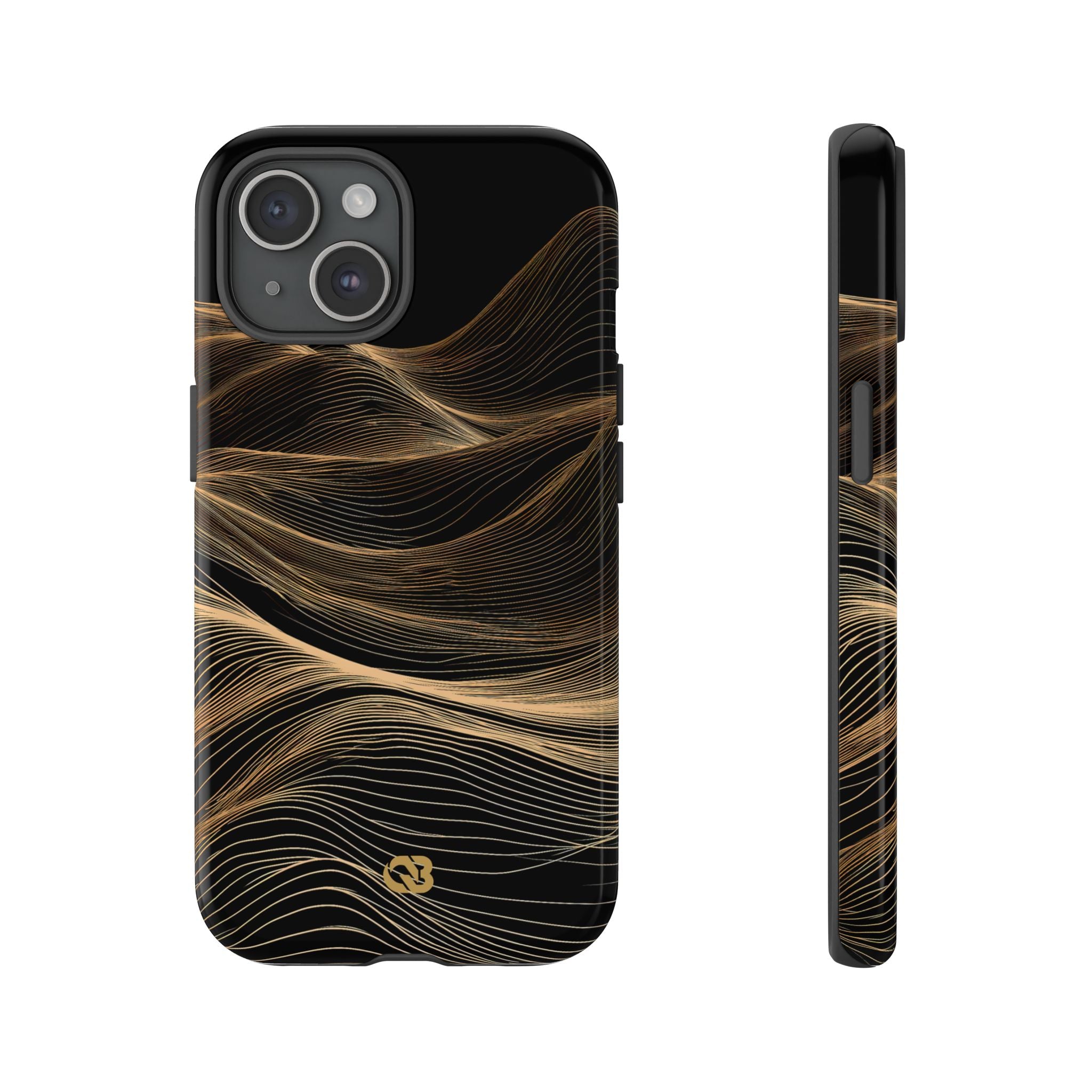Black Tough Phone Case for iPhone - Copper Topo Ridge