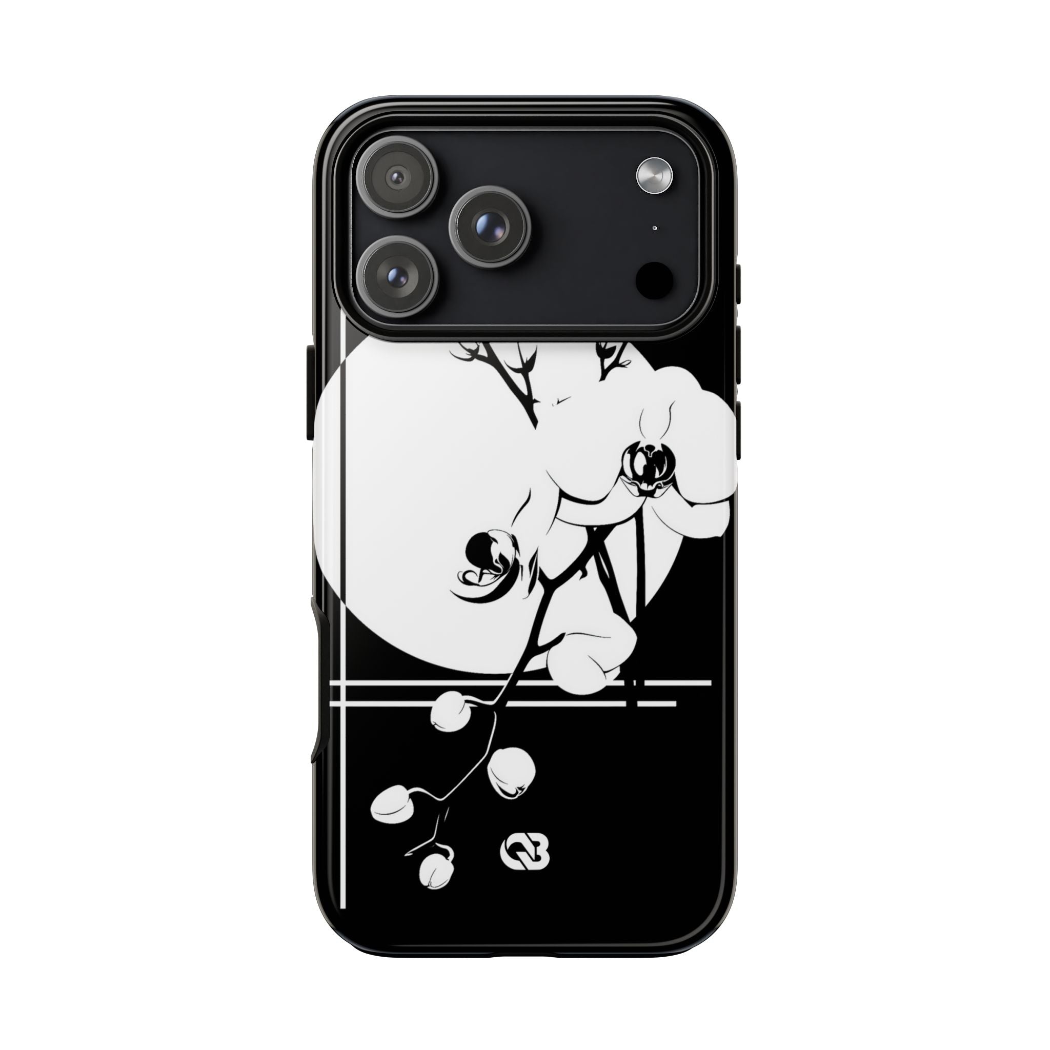 Black Tough Phone Case for iPhone - Lunar Orchid Grid
