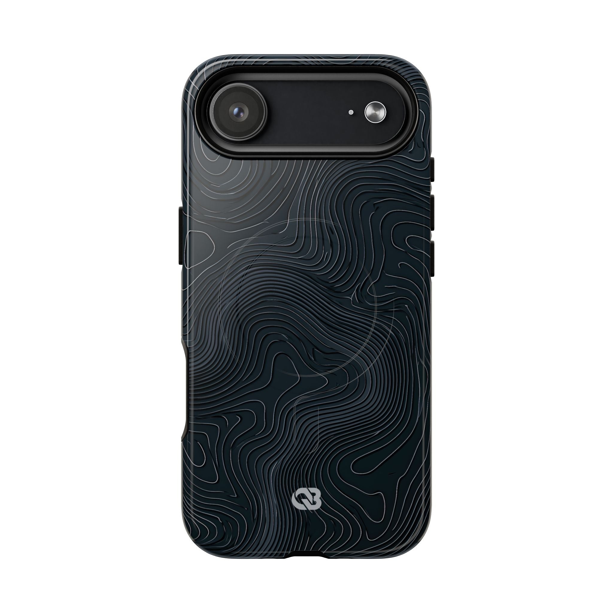 Black Tough 2.0 Magsafe Phone Case for iPhone - Obsidian Ridge Topo
