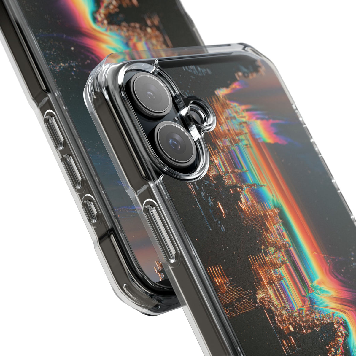 Prismatic Circuit · Clear Impact Magnetic Phone Case for iPhone · Black