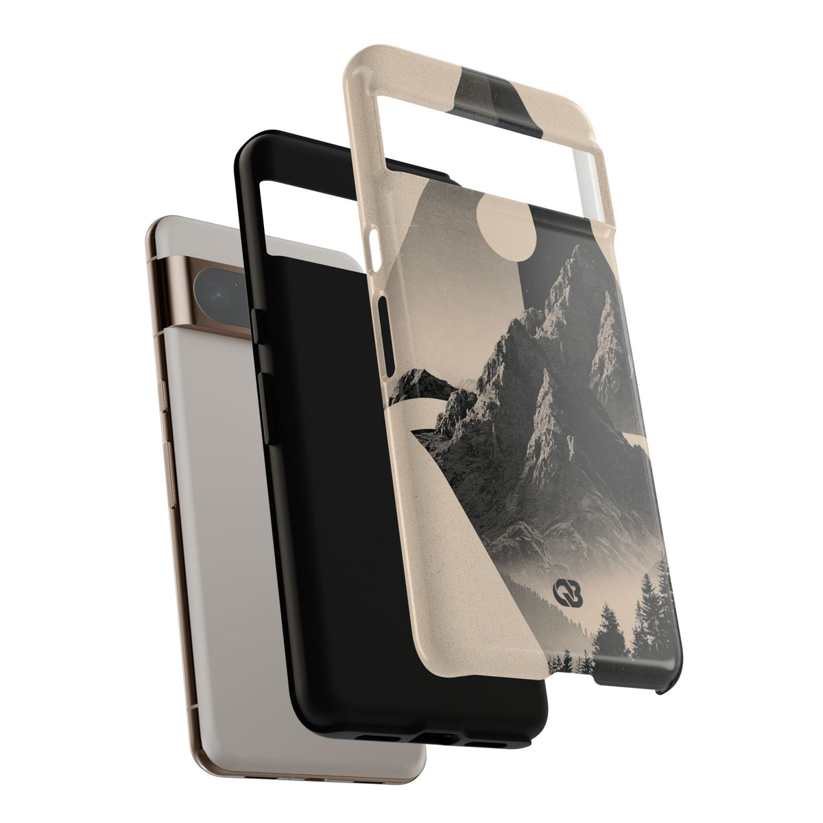 Beige Tough Phone Case for Google Pixel - Obsidian Summit Parchment
