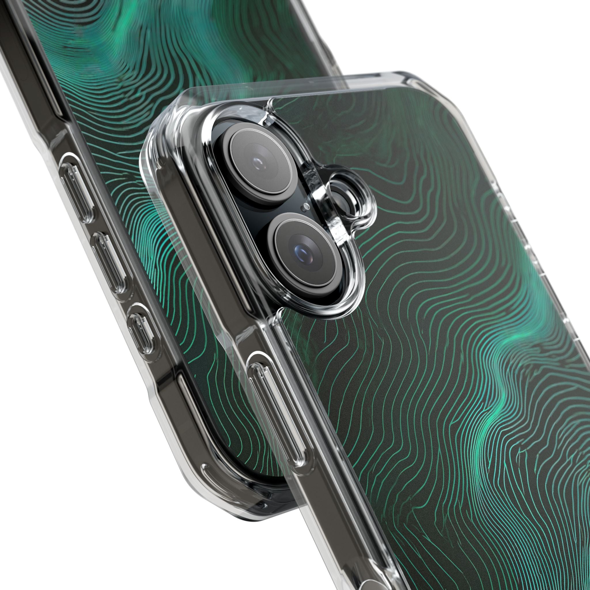 Teal Impact MagSafe Phone Case for iPhone - Neon Jade Contour