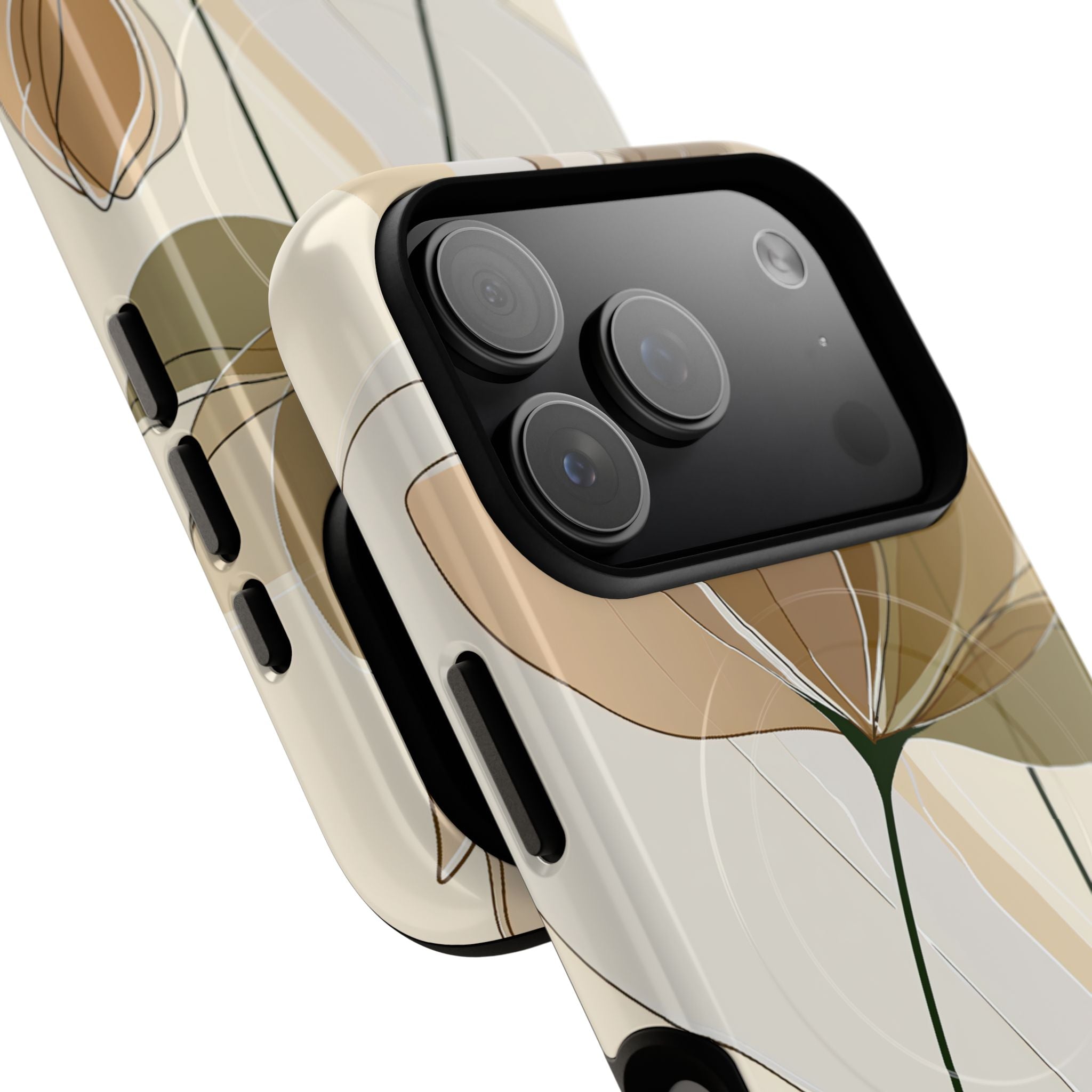 Beige Tough 2.0 Magsafe Phone Case for iPhone - Muted Ochre Petals