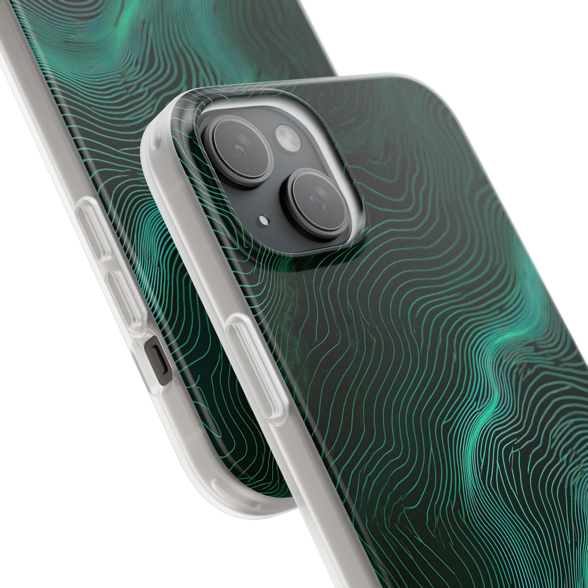 Teal Lite Phone Case for iPhone - Neon Jade Contour