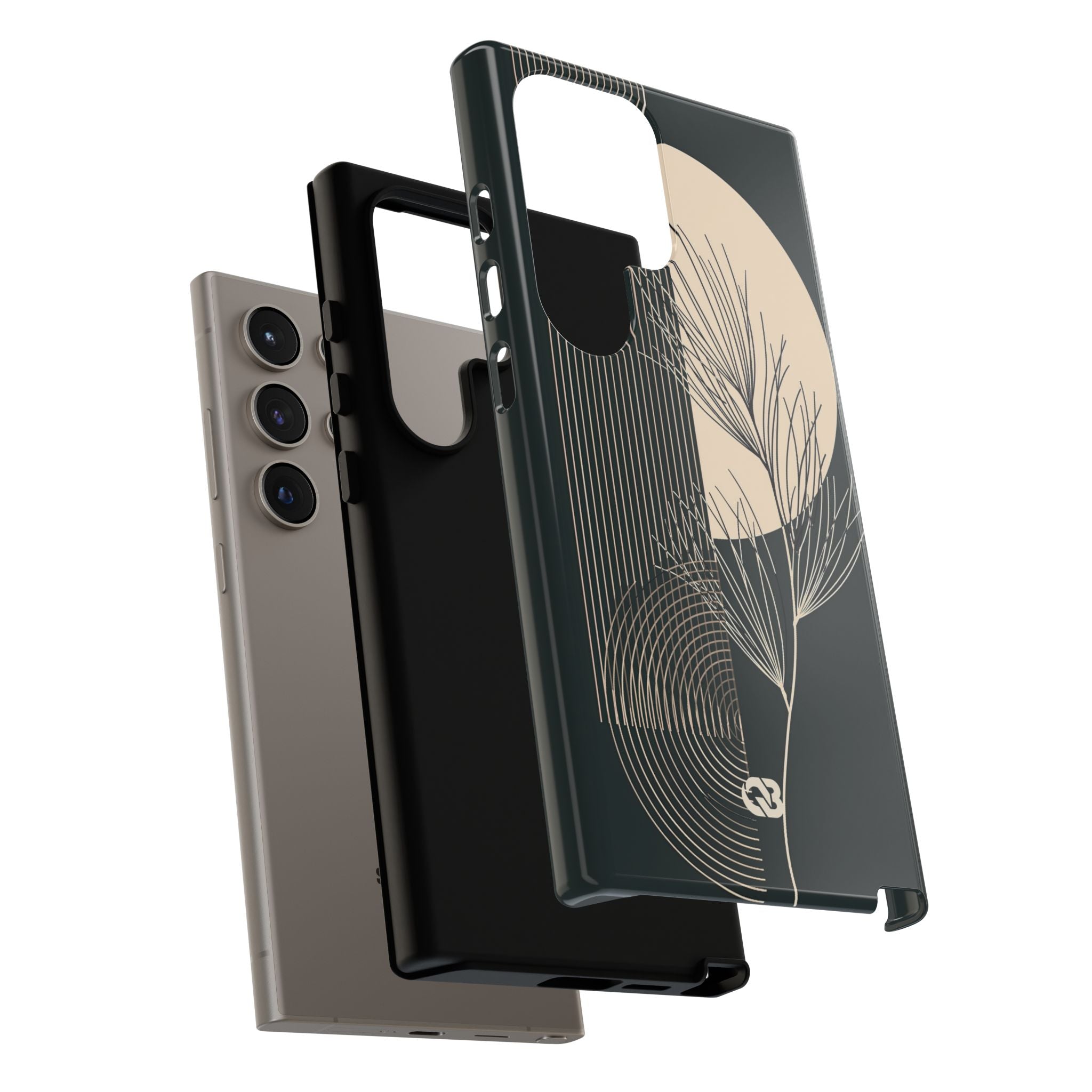 Black Tough Phone Case for Samsung - Obsidian Sand Willow