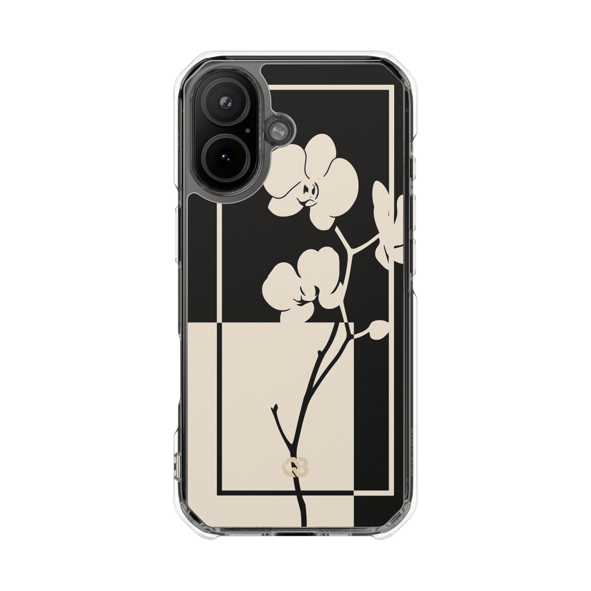 Beige Impact MagSafe Phone Case for iPhone - Nocturnal Orchid Frame