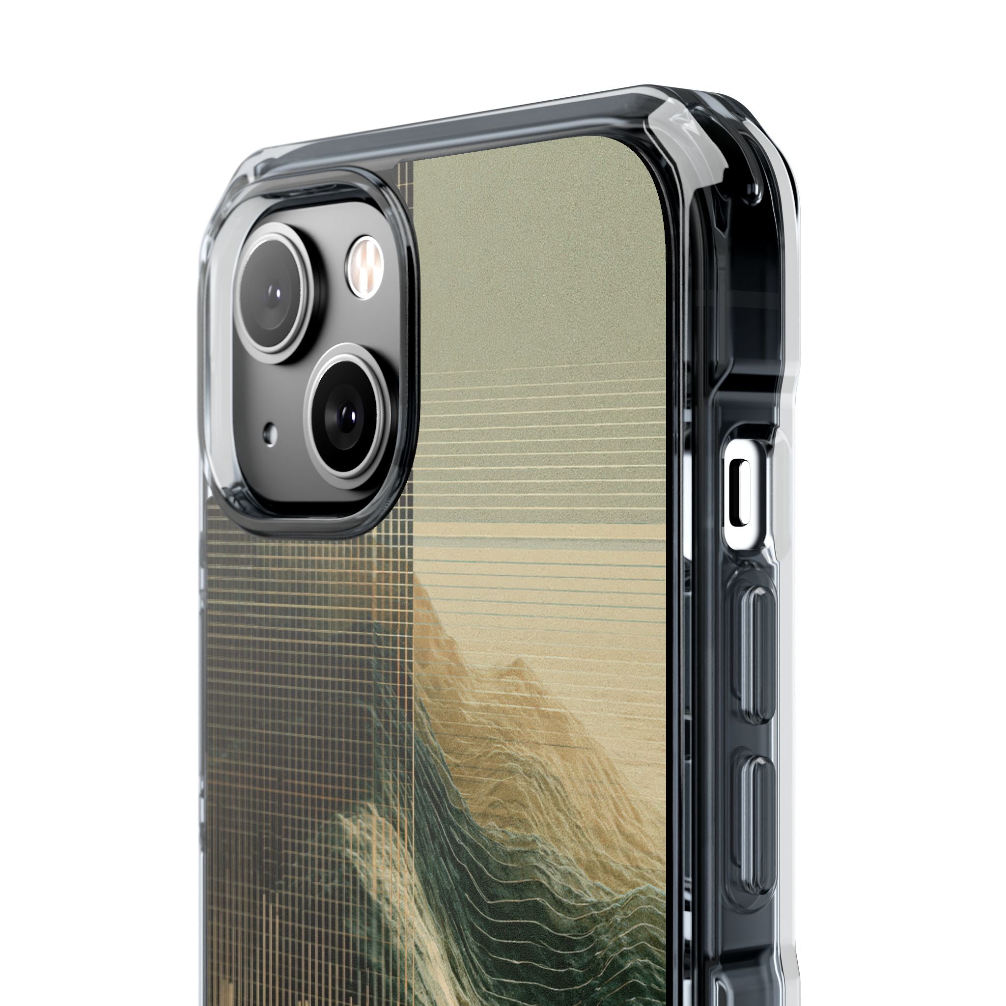Beige Impact MagSafe Phone Case for iPhone - Veridian Data Ridge