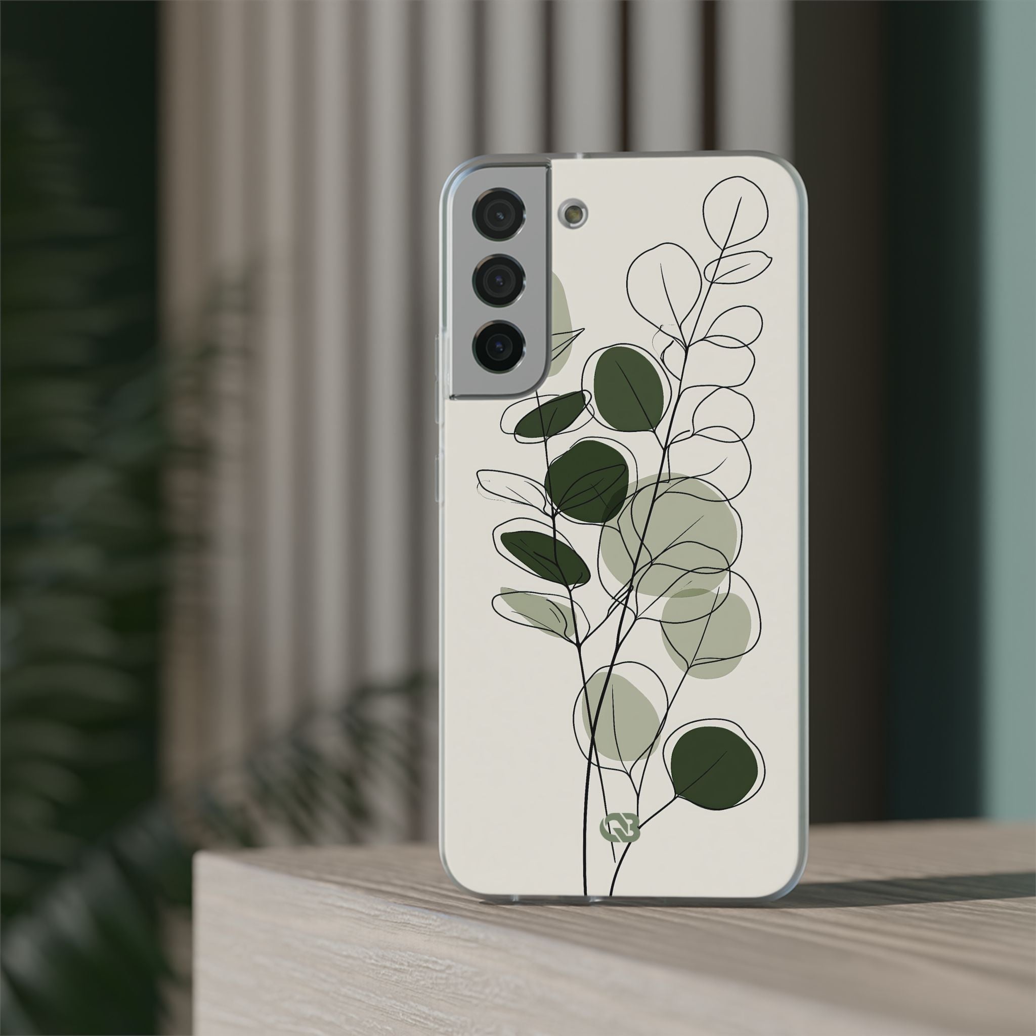 Green Lite Phone Case for Samsung - Muted Eucalyptus Sketch
